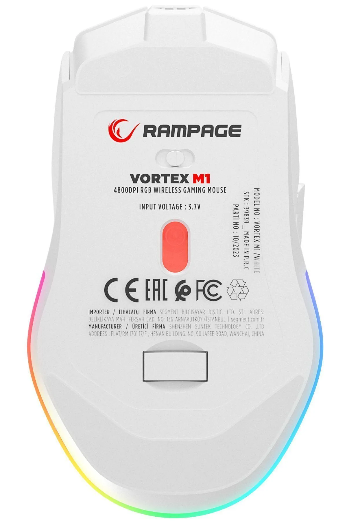 Rampage Vortex M1 Beyaz RGB Ledli Makrolu Mouse Usb Wireless Şarjlı Kablosuz Gaming Oyuncu Mouse