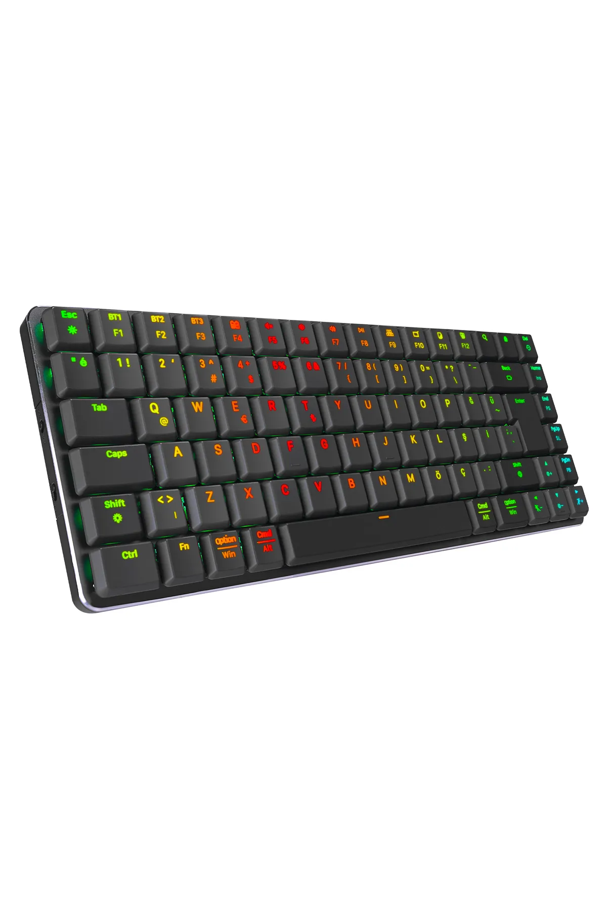 Rampage W-GRANITE Siyah/Gri Low Profile RED SWITCH Q RGB 2,4 ghz+ BT Mekanik Gaming Oyuncu Klavye