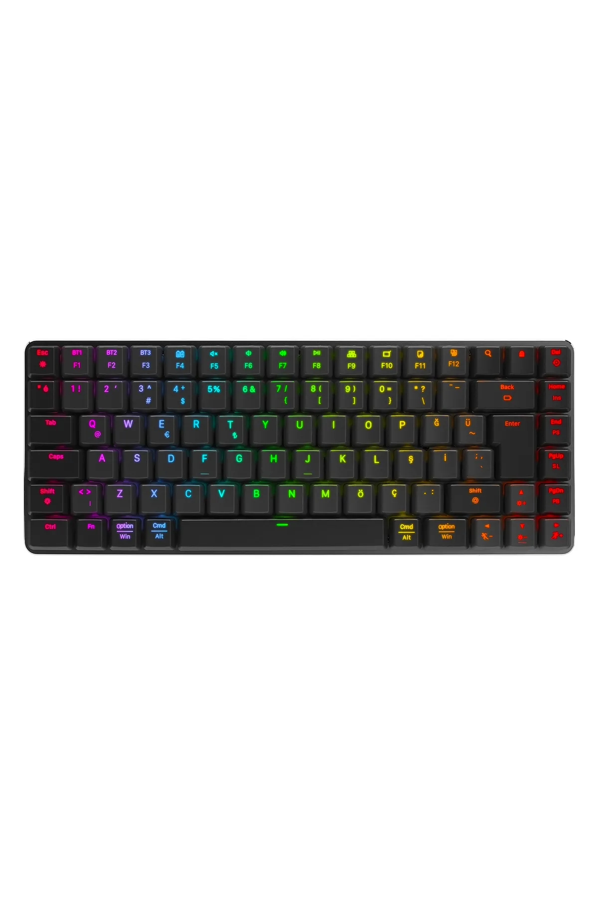 Rampage W-GRANITE Siyah/Gri Low Profile RED SWITCH Q RGB 2,4 ghz+ BT Mekanik Gaming Oyuncu Klavye