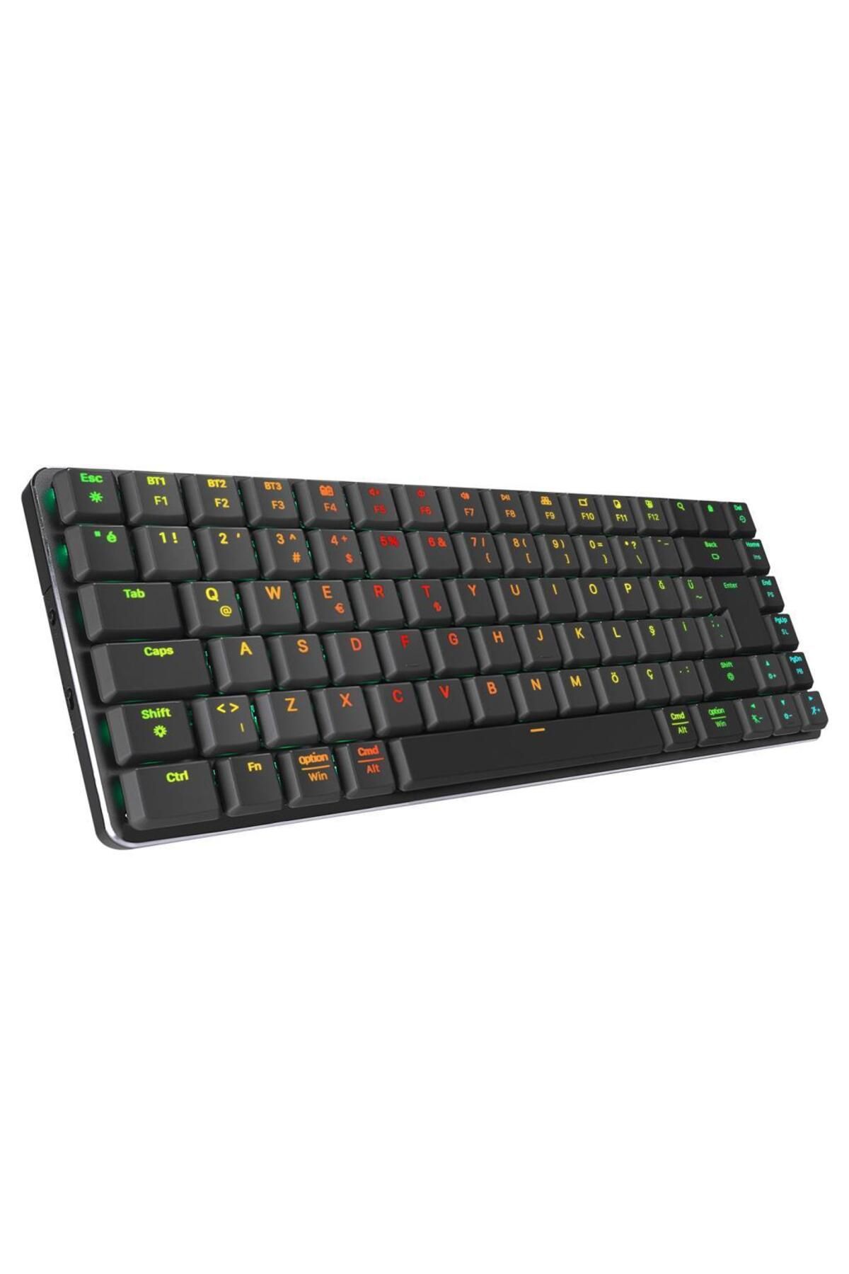 Rampage W-granıte Siyah/gri Low Profile Red Swıtch Q Rgb 2,4 Ghz Bt Mekanik Gaming Oyuncu Klv