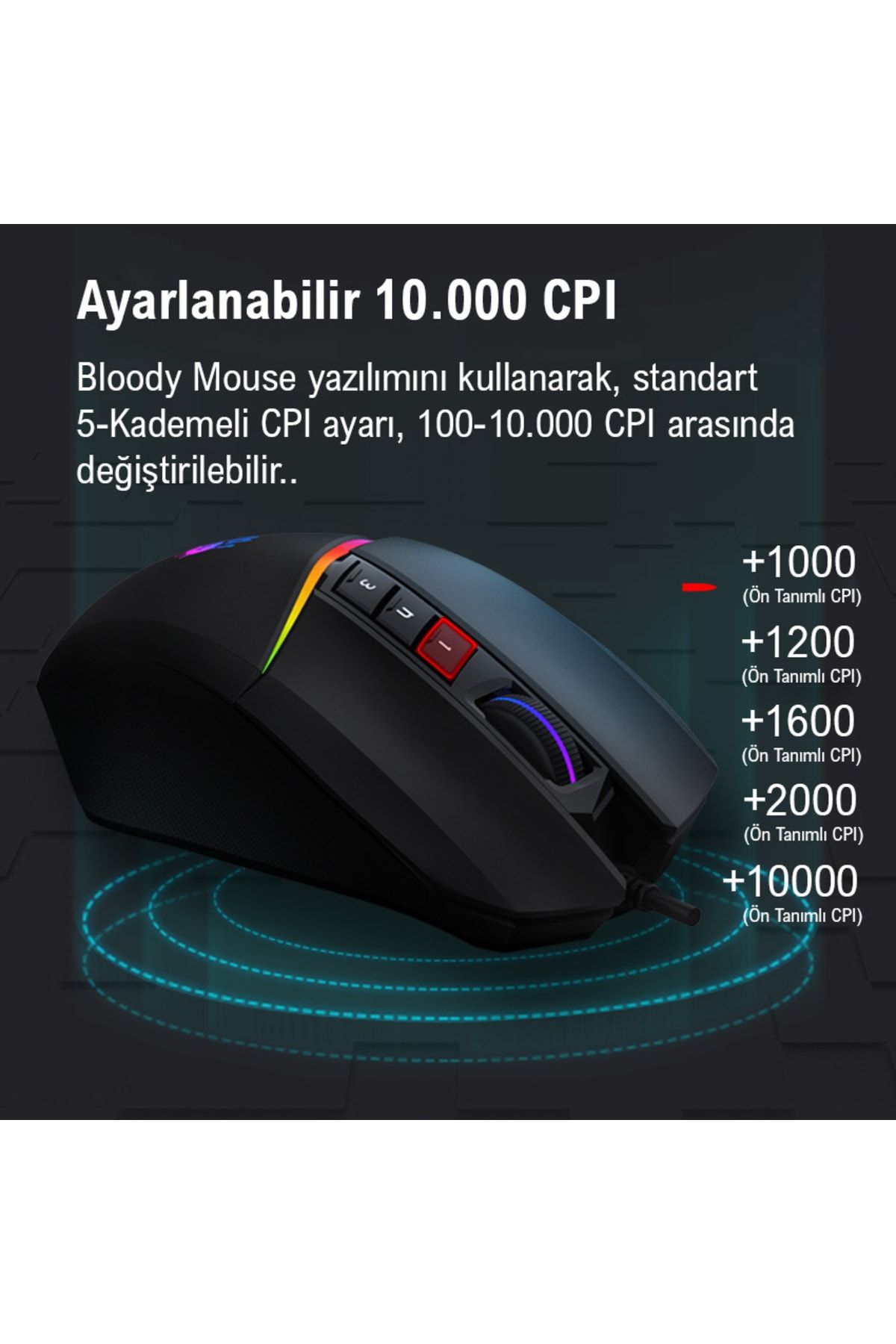 Bloody W60 Max G.red 10k Cpı Optik Rgb-uc34 Aktif