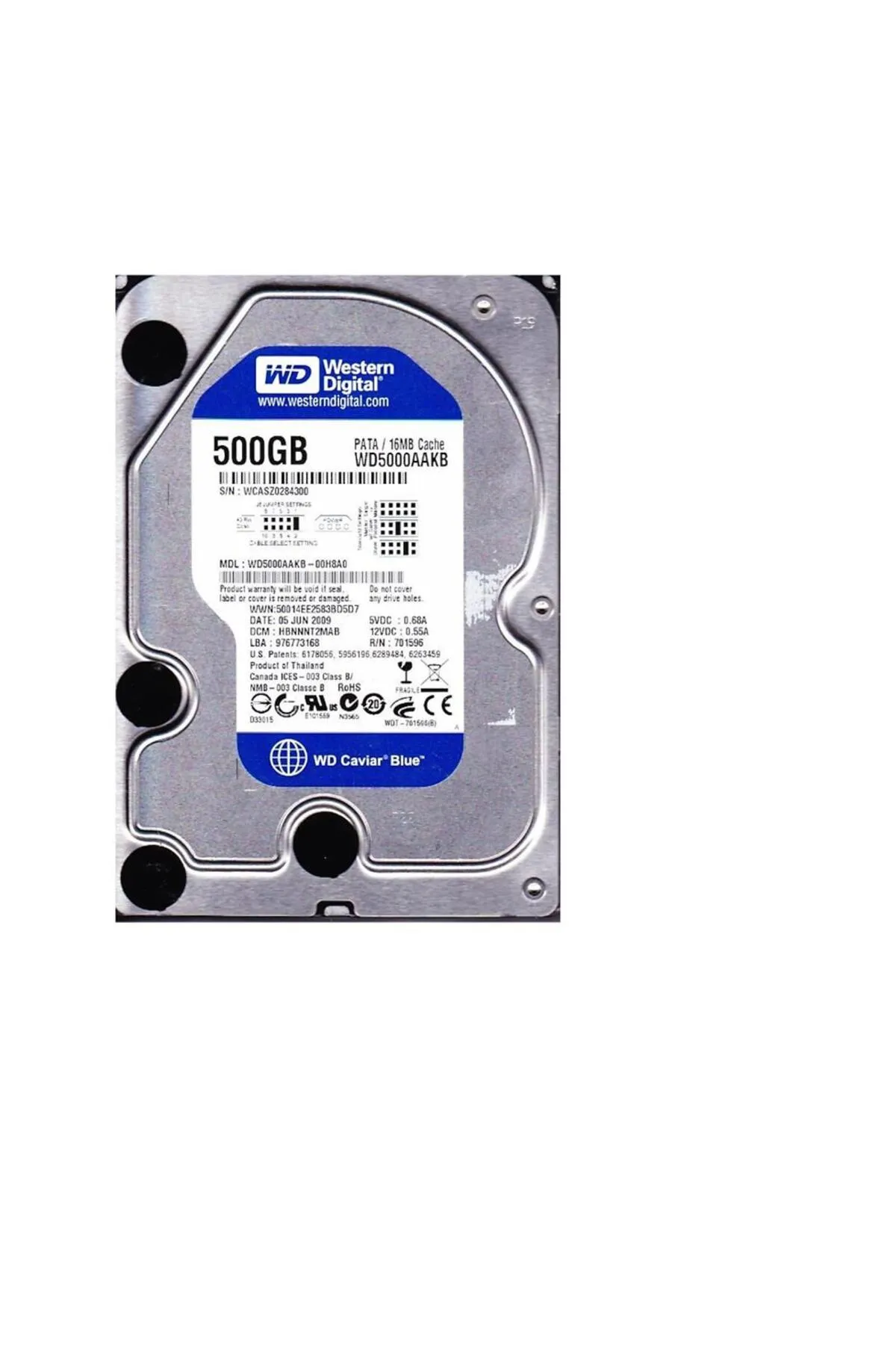 WESTERN DIGITAL Wd 500GB 3.5" Ide 500GB 7200RPM 16MB WD5000AAKB (Eski Tip IDE) Harddisk