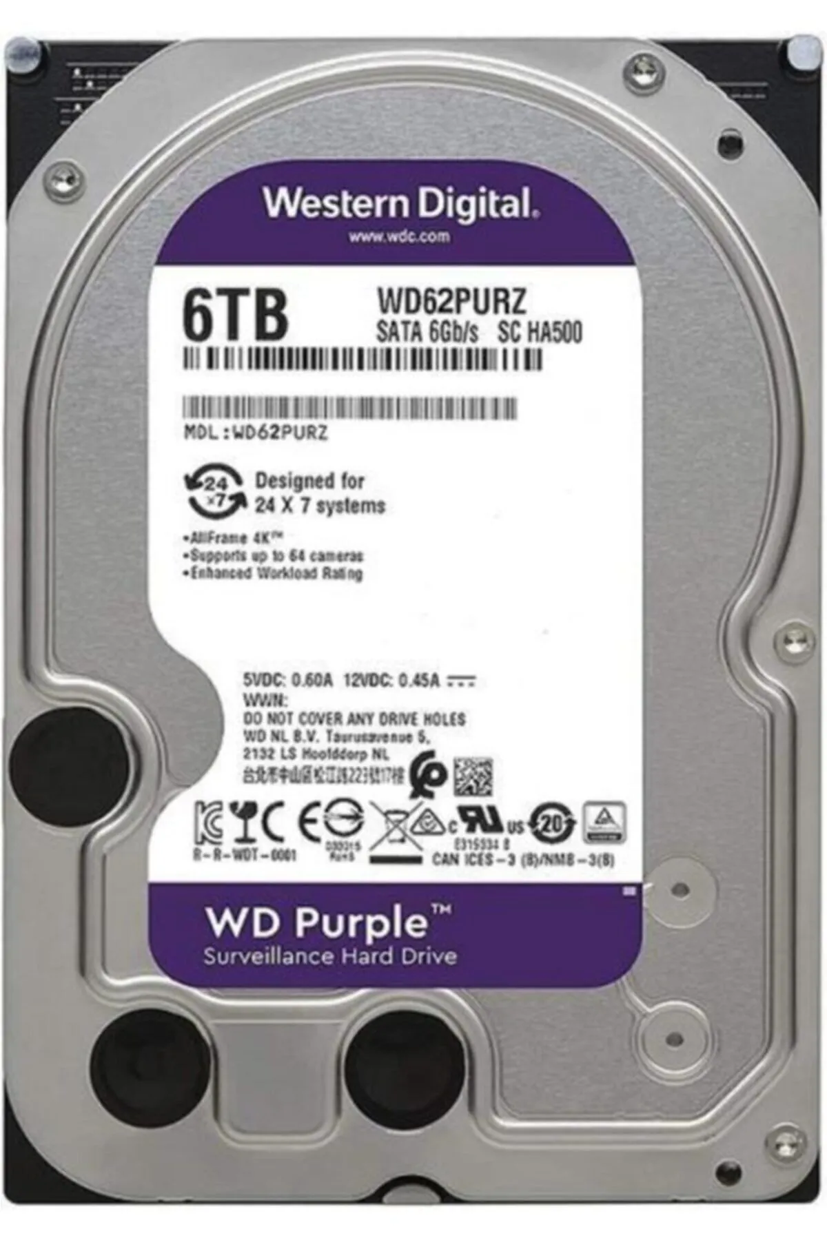 WD Wd 6tb Purple Wd62purz 3.5" 5400 Rpm Sata 3 Hdd Wd62purz