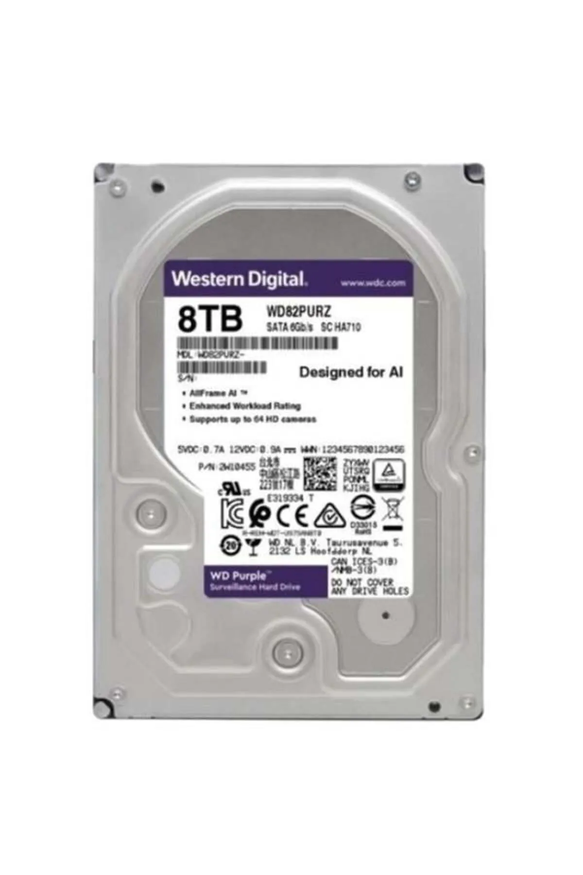 WESTERN DIGITAL WD 8TB PURPLE WD84PURZ 5400RPM 128MB SATA-3 GÜVENLİK DİSKİ