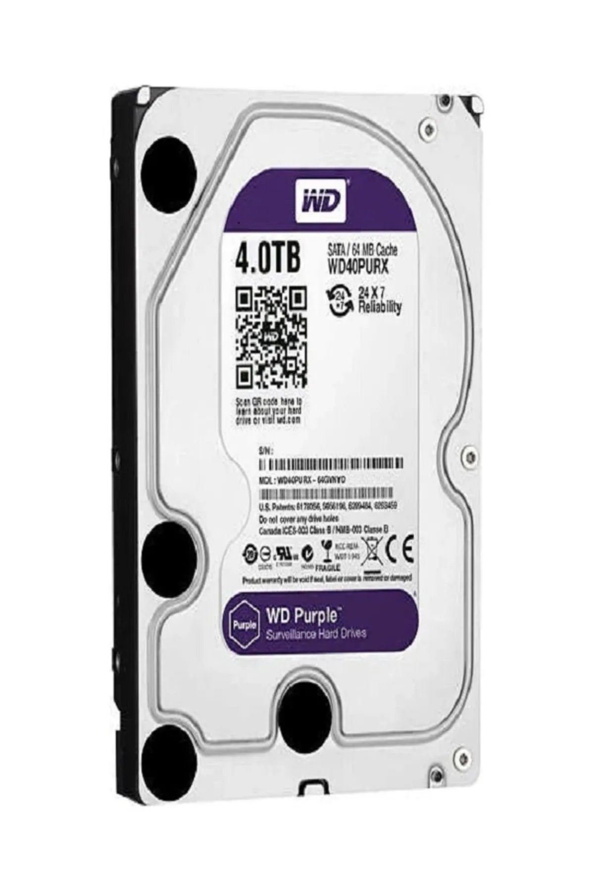 ECC BİLİŞİM Wd Purple 4 Tb 3.5" 5400 Rpm Sata 3 Wd40purx Güvenlik Harddisk Hdd 7/24