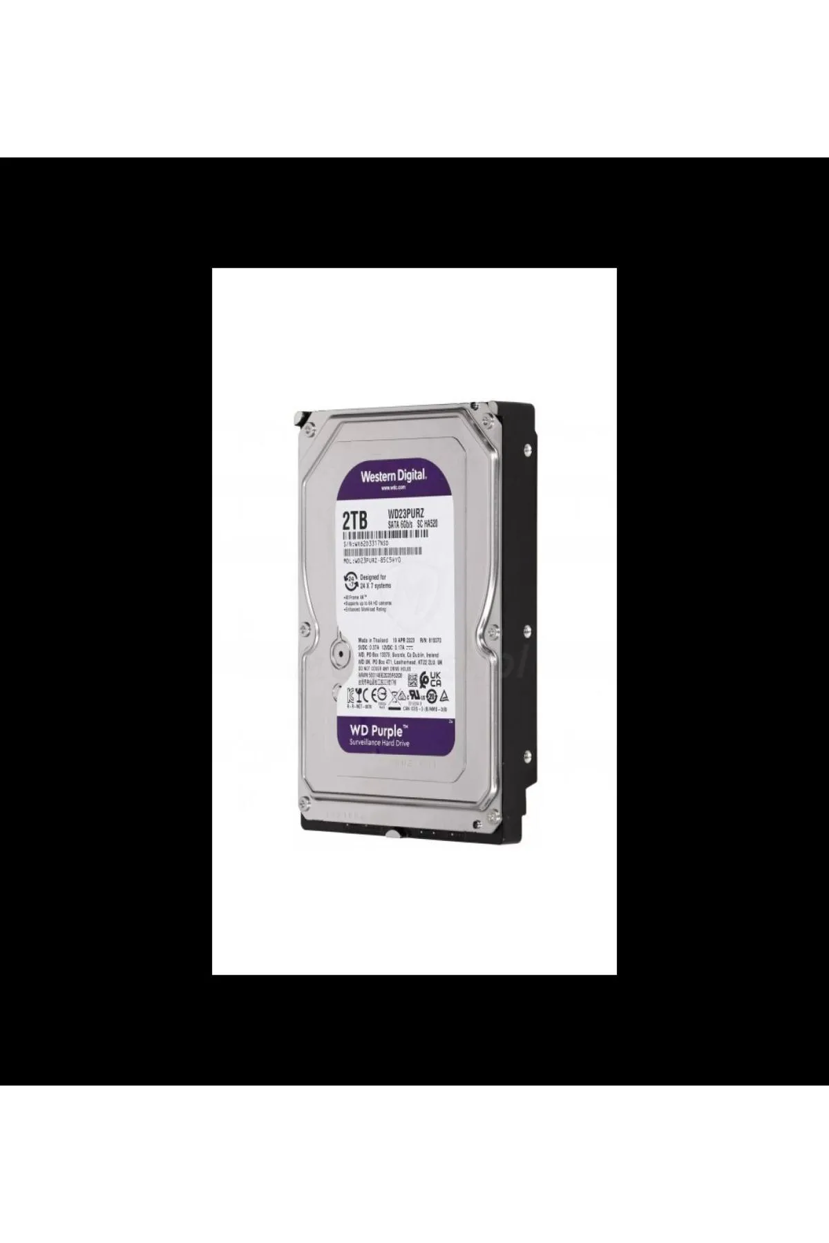 WESTERN DIGITAL WD PURPLE, WD23PURZ,  3.5&quot;, 2TB, 256Mb, 5400 Rpm, 7/24 Güvenlik, HDD