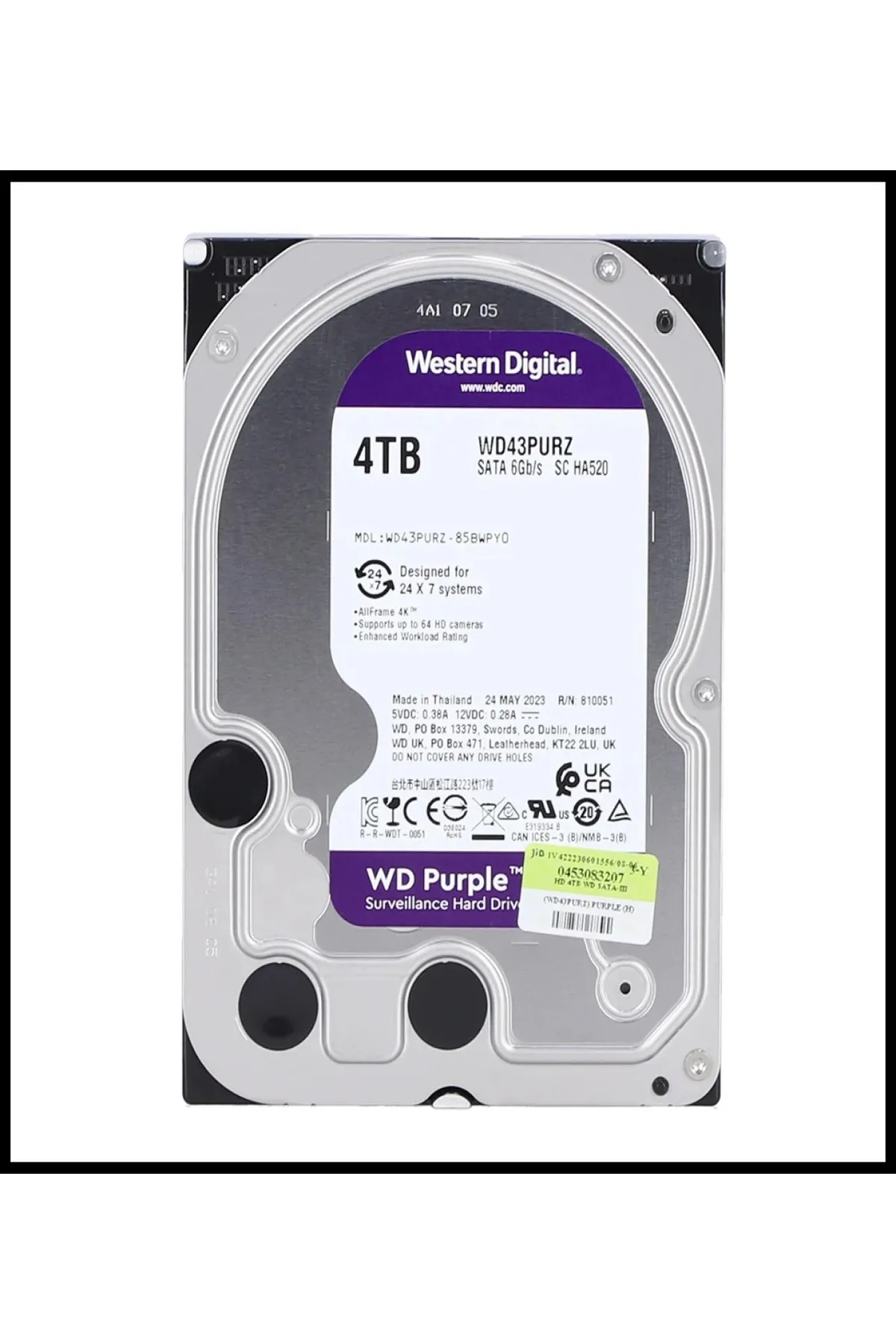 WESTERN DIGITAL WD PURPLE, WD43PURZ, 3.5&quot;, 4TB, 256Mb, 5400 Rpm, 7/24 Güvenlik, HDD