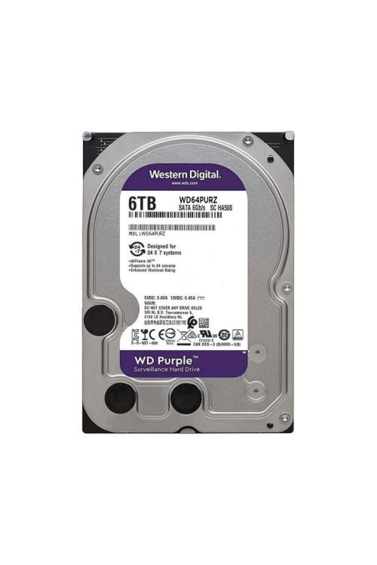 WESTERN DIGITAL Wd Purple Wd64purz 6tb 256mb 5400 Rpm 7/24 Güvenlik Diski