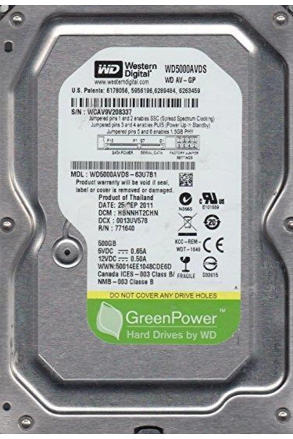 WD Wd Wd5000avds 3.5" 500 Gb 7200 Rpm Av-gp Hdd