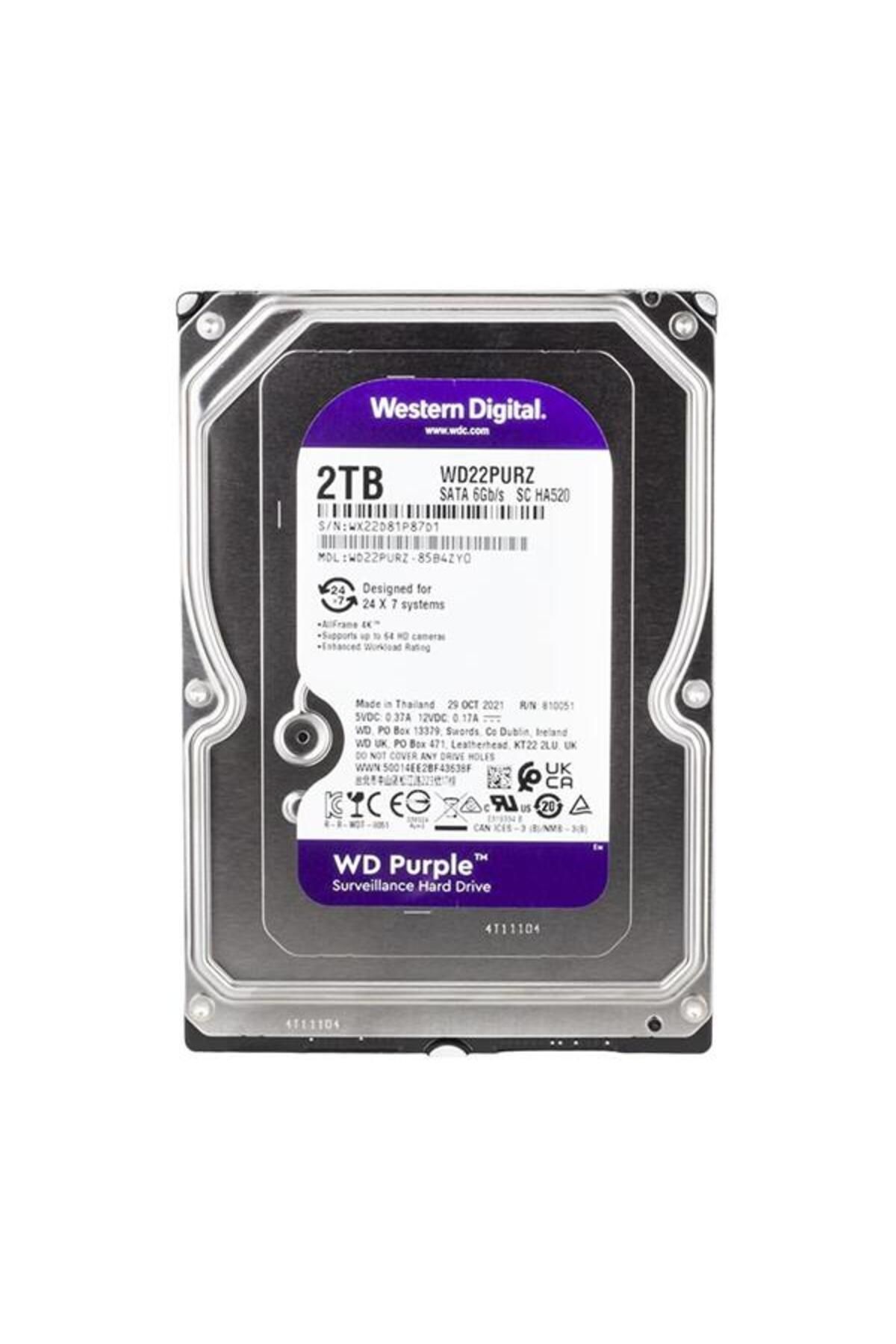 Vendyl Western Dıgıtal Purple Wd23purz 2 Tb Sata 6gb/s 7/24 Güvenlik Harddisk