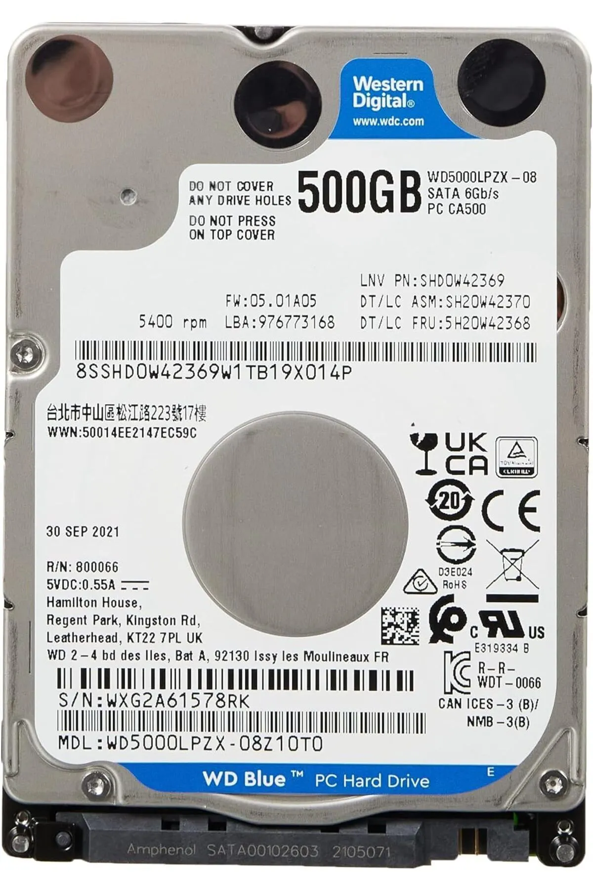 Genel Markalar Western Digital Blue Mobile 500Go Hdd Sata 6 Gb/S 7 Mm