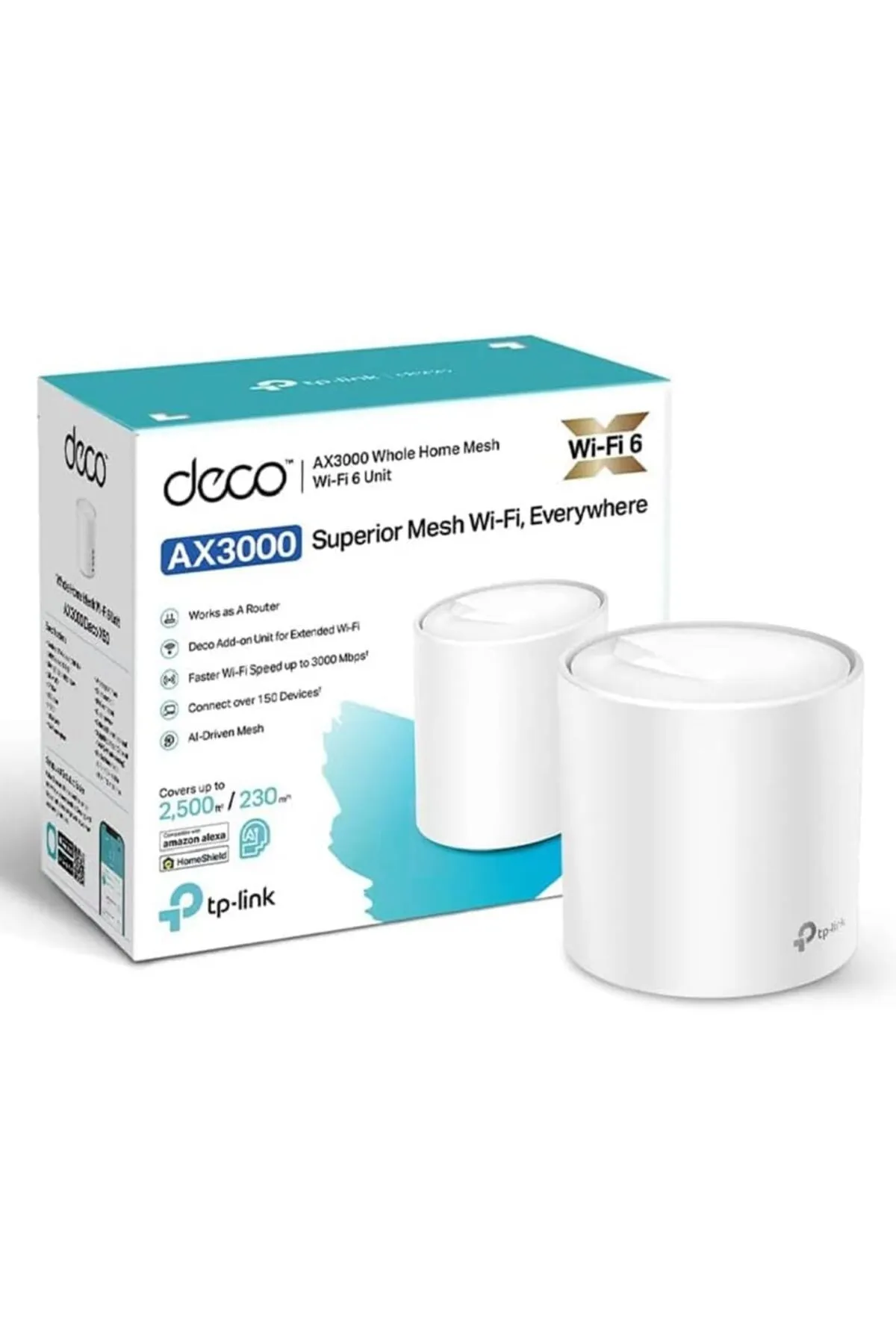 Genel Markalar Whynot Deco X50(1-pack), AX3000 Mbps, Yapay Zeka Desteği, Gigabit Portları, 150 Cihaza Kadar Bağl