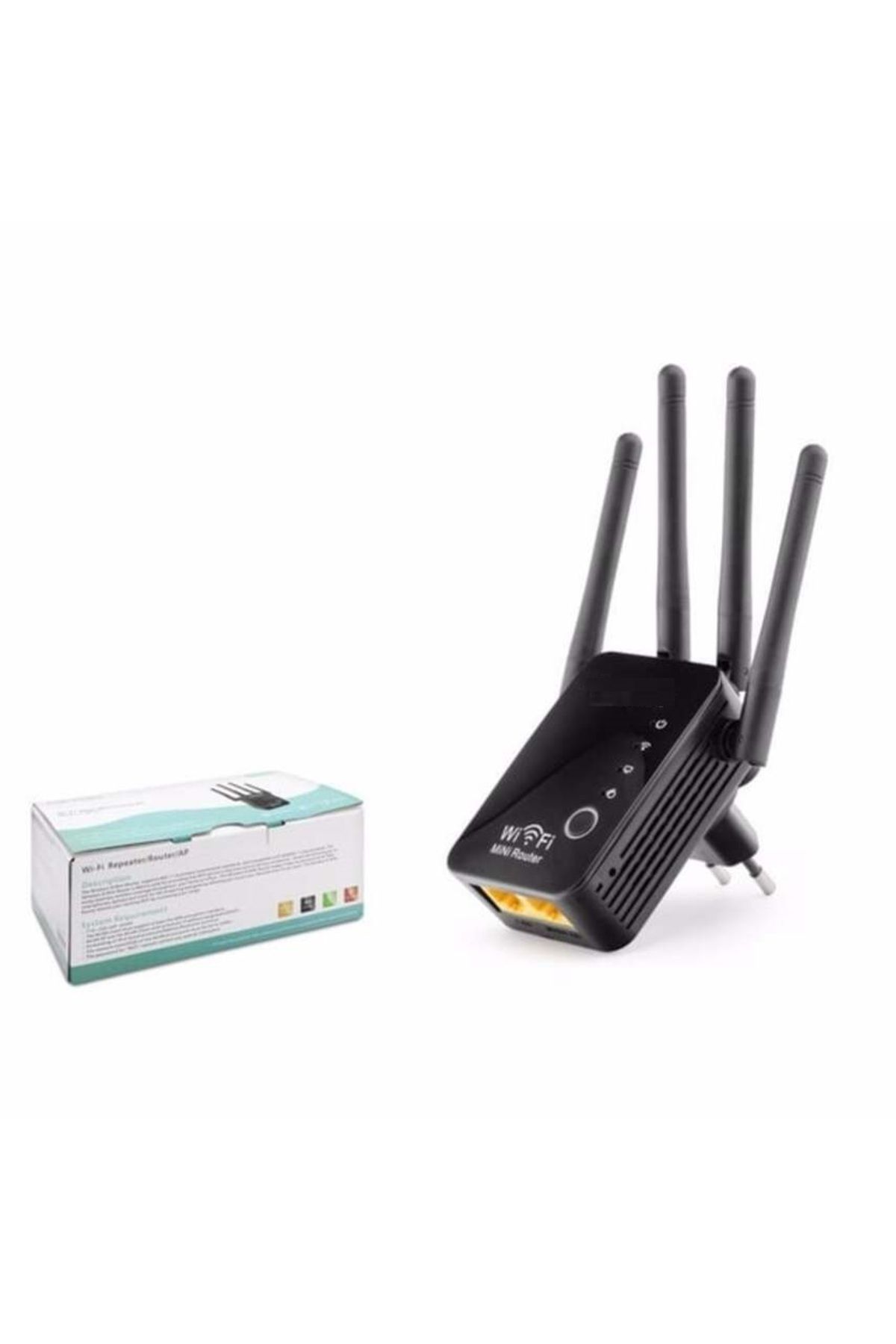 DNR Bilişim Wifi Antenli Kablosuz Sinyal Güçlendirici Alan genişletici Wi-Fi Repeater/Router/Access Point siyah