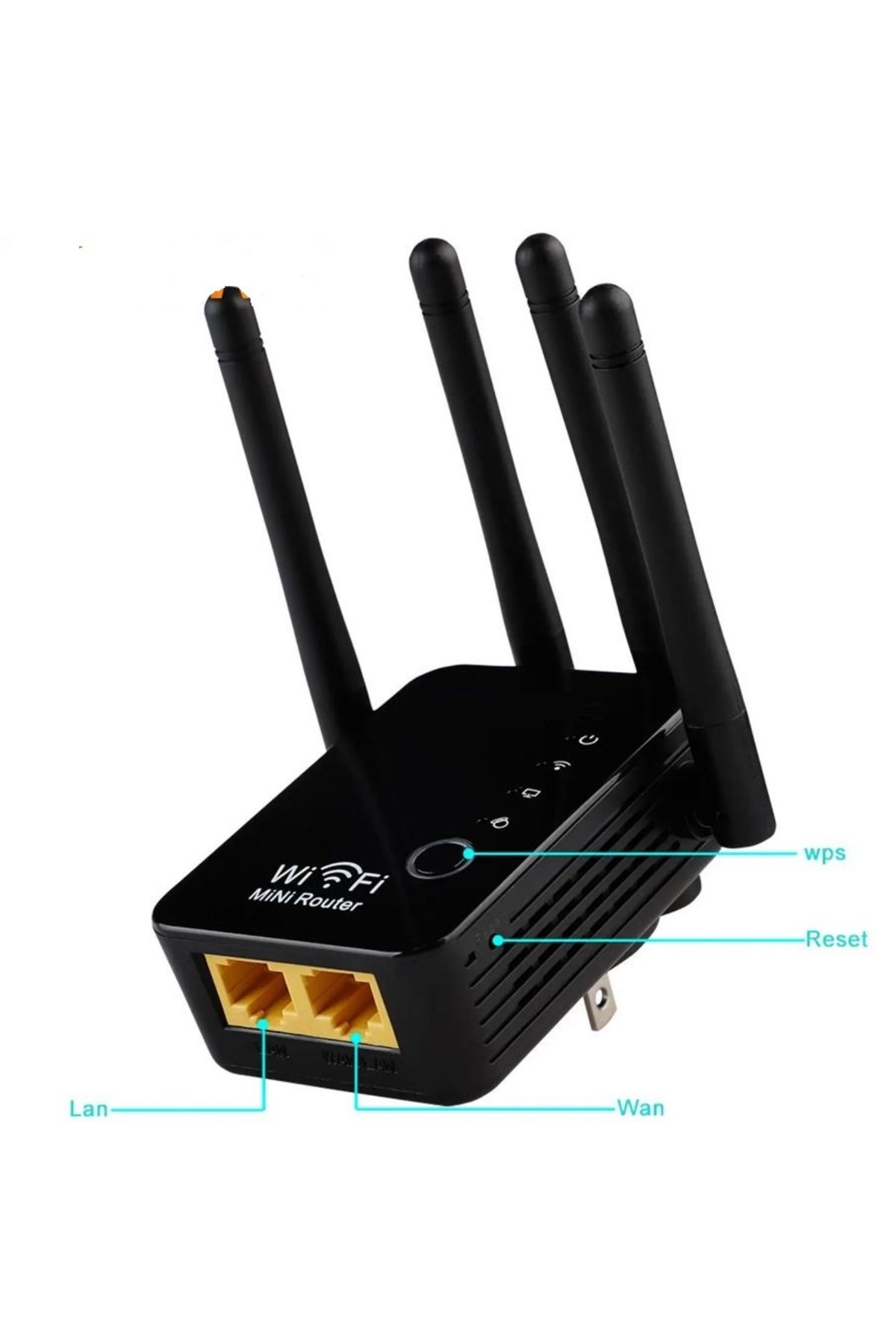 DNR Bilişim Wifi Antenli Kablosuz Sinyal Güçlendirici Alan genişletici Wi-Fi Repeater/Router/Access Point siyah