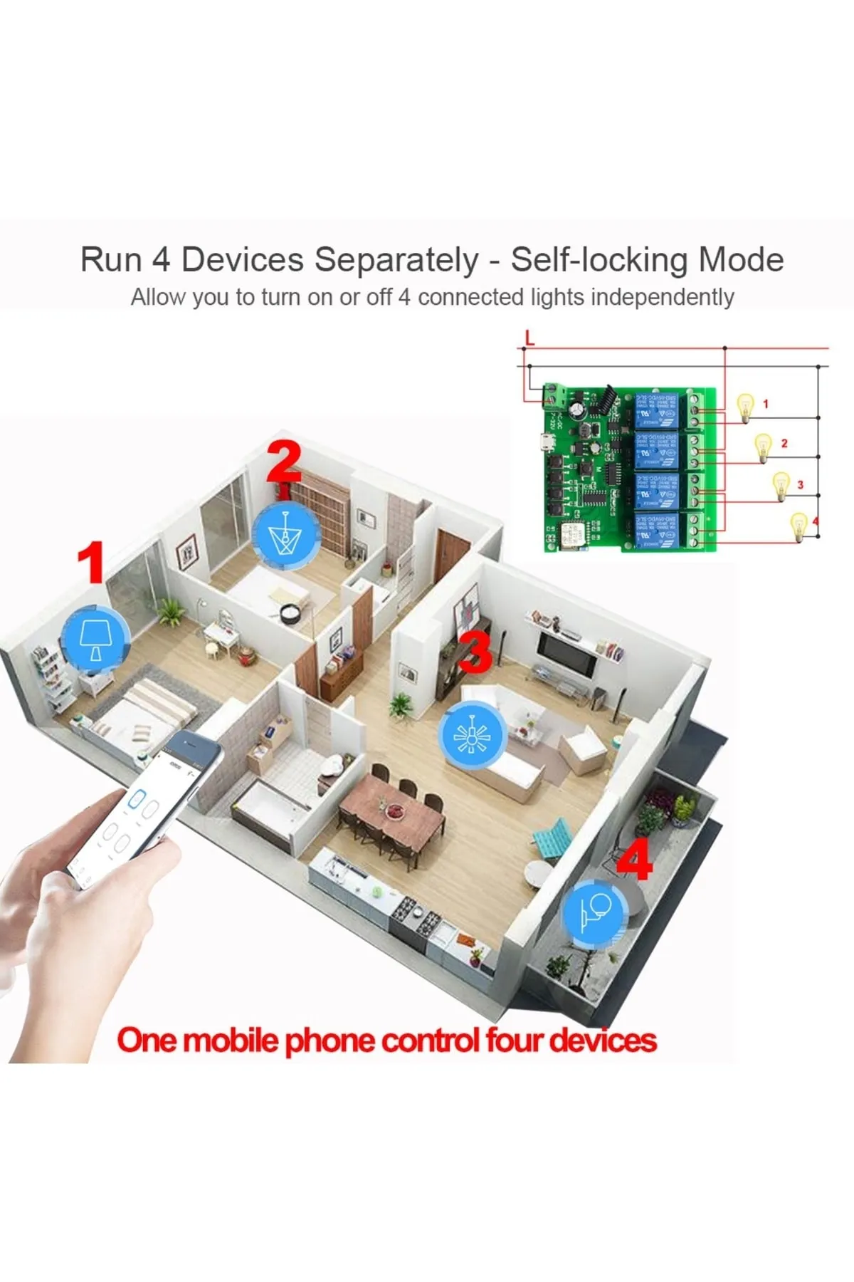 BENİMOLMALI Wifi Kablosuz Anahtarı Akıllı Modül 4ch Dc5v 12v 32v 24v 110v 220v İle Çalışır