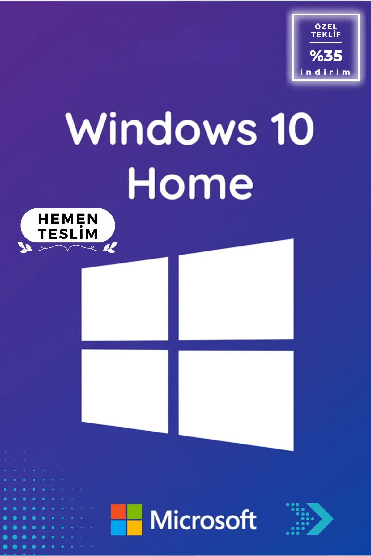 Microsoft Windows 10 Home OEM - Dijital Lisans Anahtarı - Windows 10 Ömür Boyu, Garantili, ESD Key