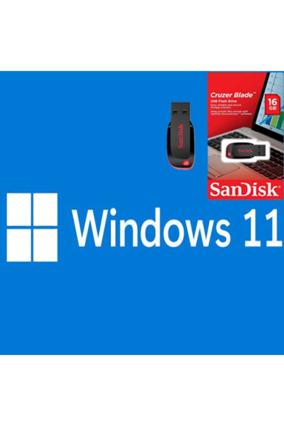 Microsoft Windows 11 Pro Lisans Key+ Windows 11 Yüklü Sandisk 16 Gb Usb-ömür Boyu Kullanım-full Versiyon