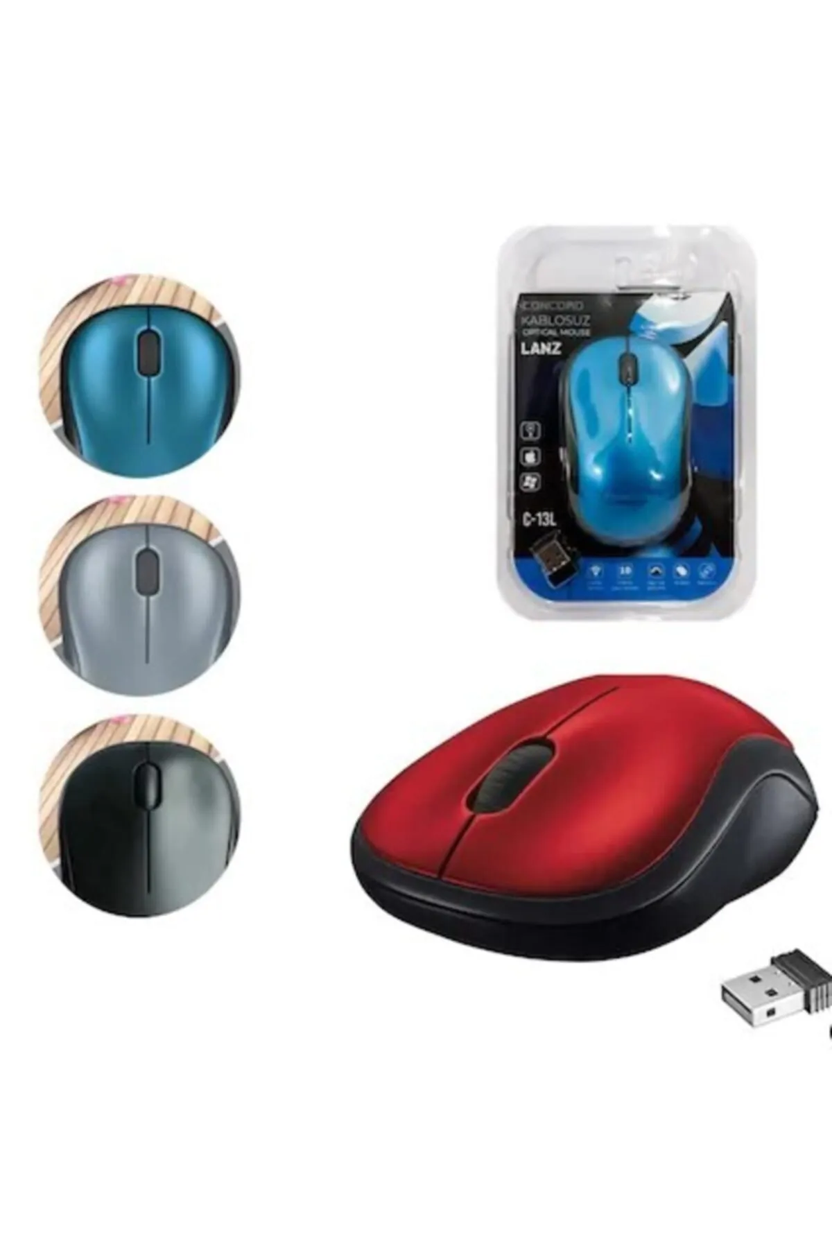 Concord Wireless 1200 Dpı Kablosuz Optik Mouse - Kablosuz Mause C-13l Gri