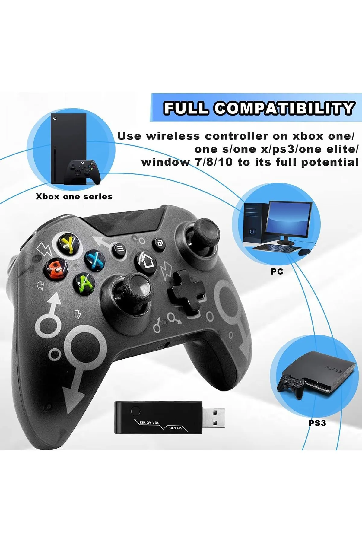 SFL Product Wireless Controller X-box One/PS3/PC için 2.4G Kablosuz Game Controller Oyun Kolu