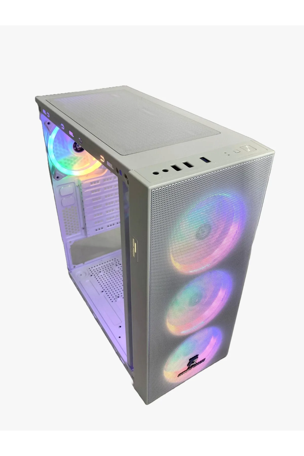 Gameforce Wmesh Beyaz 4x120mm Rainbow Fan ATX Oyuncu Bilgisayar Kasası