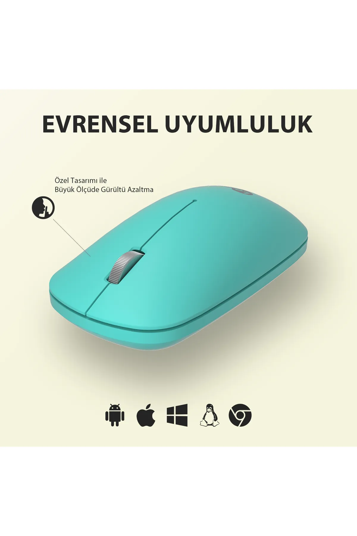 Lecoo Ws214 Kablosuz 1200dpı 3 Tuşlu Sessiz Dizüstü, Pc, Mac Için, Usb Alıcı Ile Optik Mouse Turkuaz