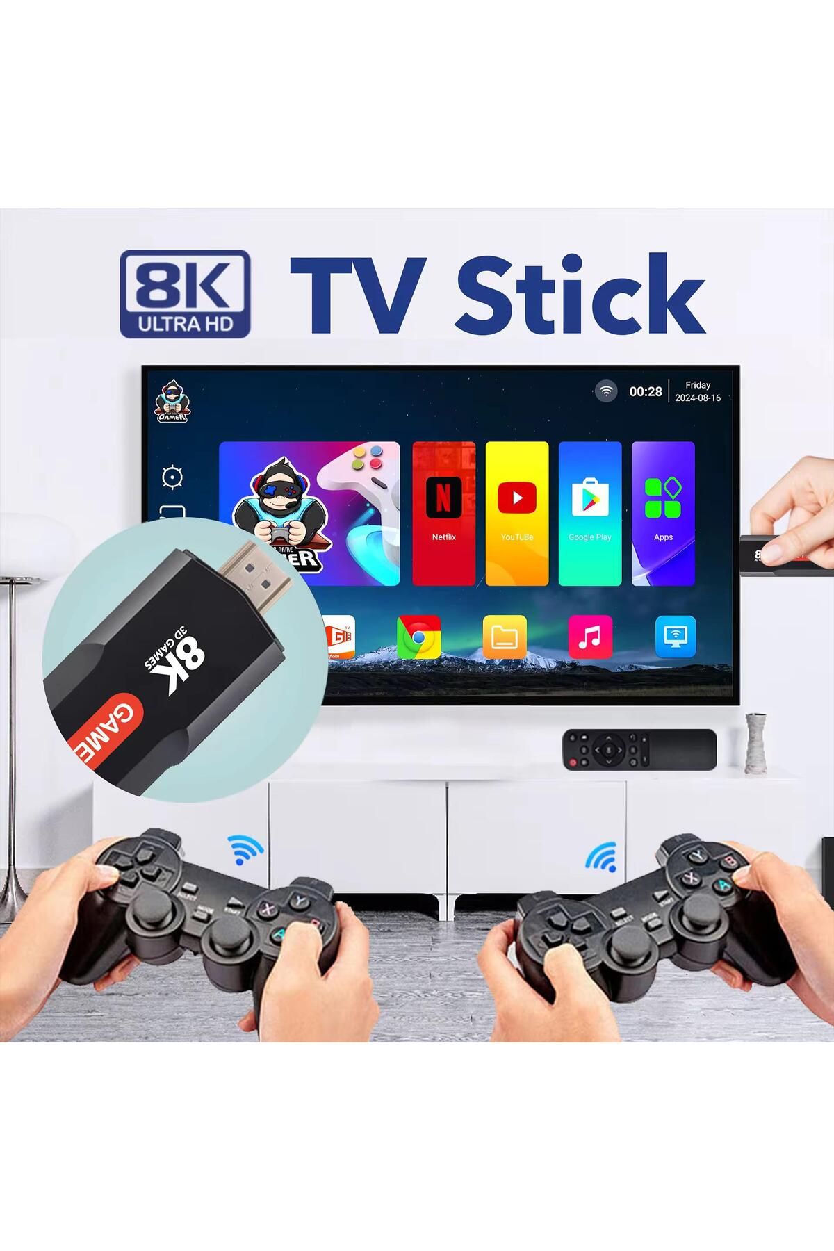 howear X2 Android Tv Kutusu  Game Retro Oyun Konsollu Akıllı Kumandalı 8k 64gb Videolu Oyun Konsolu