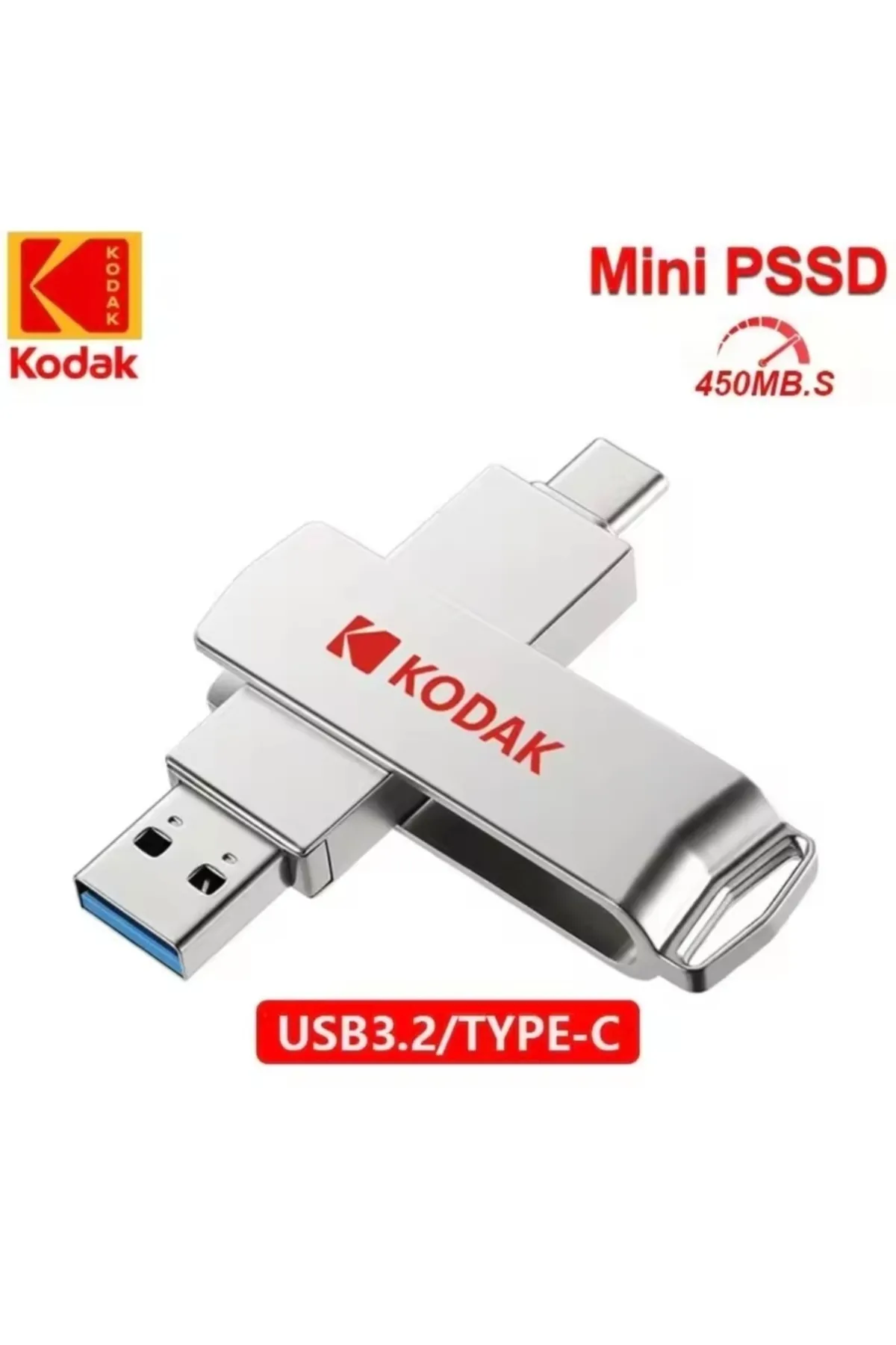 Kodak X203 450mbs Yüksek Hızlı 128gb.type-c Ve Usb 3.2 Type-c Girişli Tüm Cihazlara Iphone 15/16 Uygun