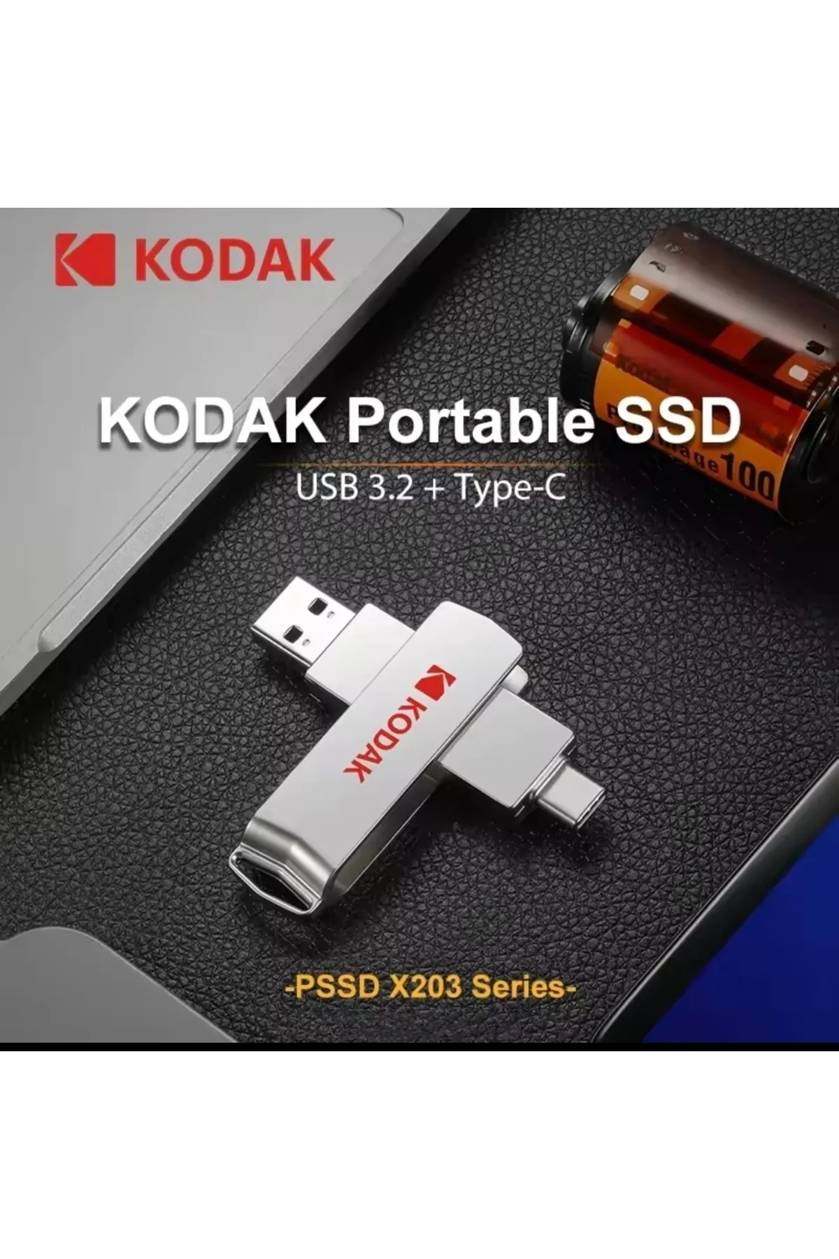 Kodak X203 450mbs Yüksek Hızlı 128gb.type-c Ve Usb 3.2 Type-c Girişli Tüm Cihazlara Iphone 15/16 Uygun