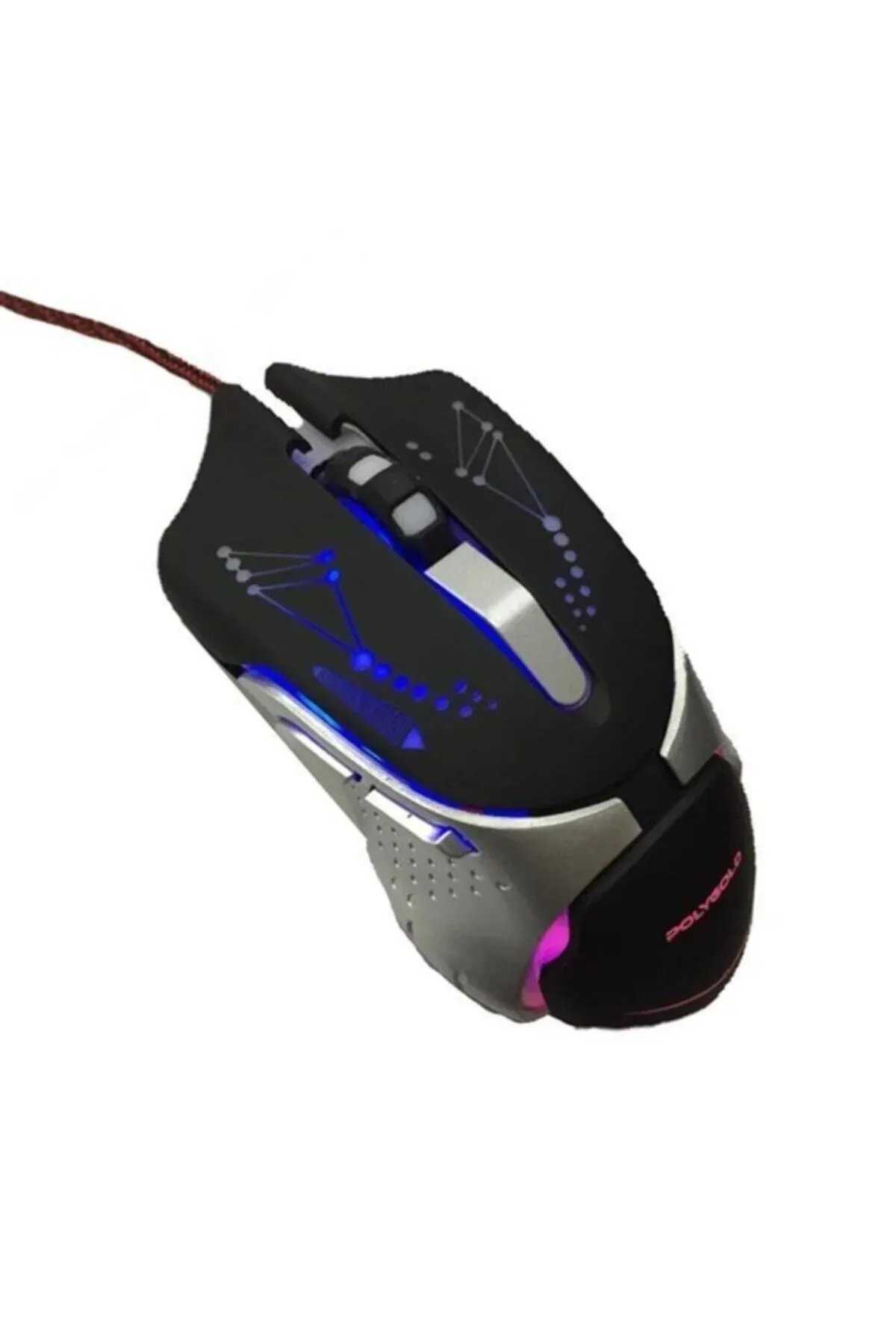 Polygold X7 Işıklı Oyuncu Mouse Mousepad Seti Gaming  Kırmızı Büyük Boy Mousepad