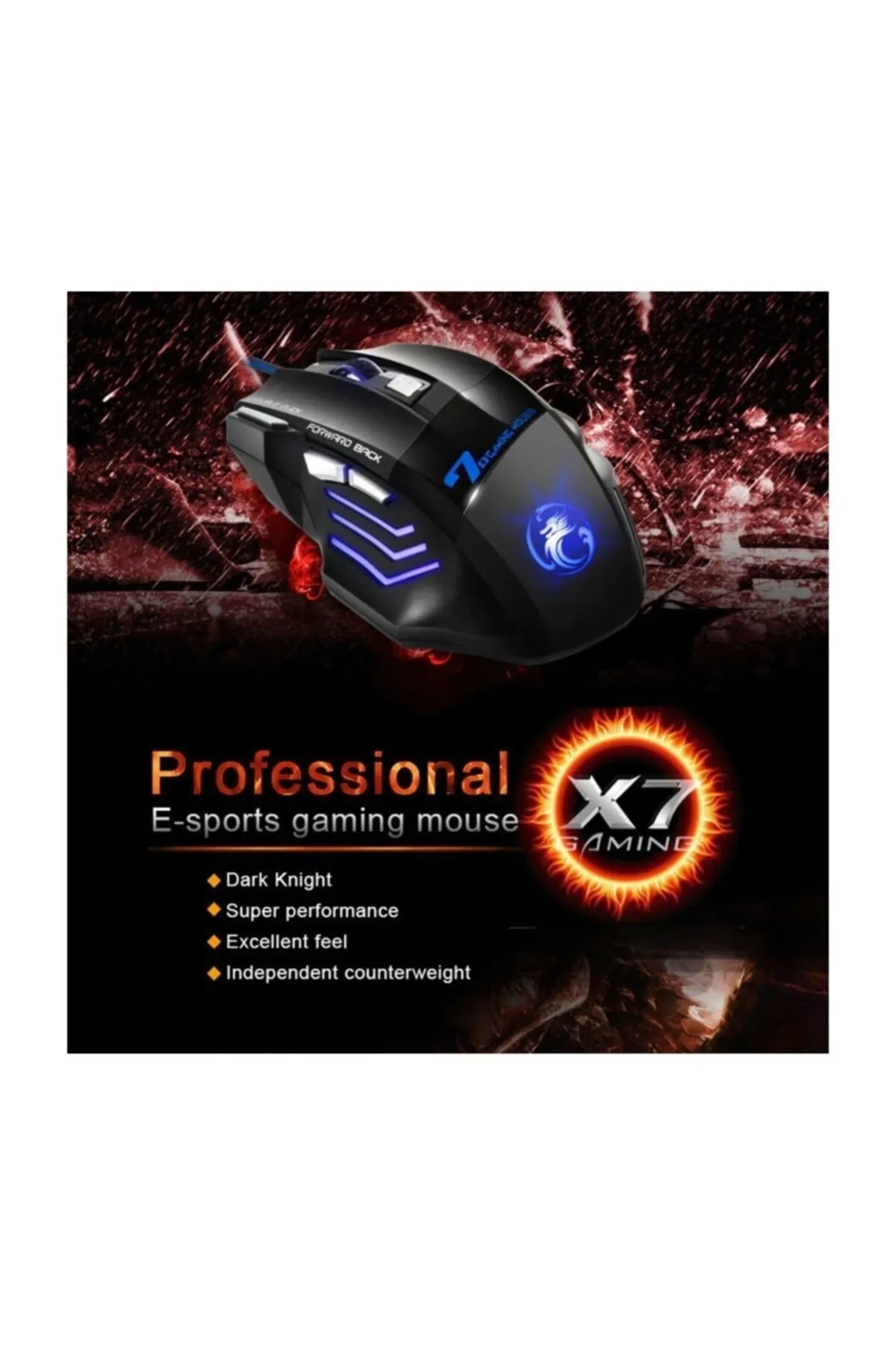 CROW'S TECH X7 Oyun Faresi Kablolu Usb Oyun 7 Düğme Ledli Gaming Mouse