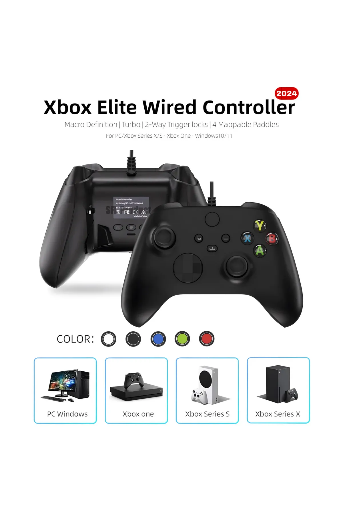 SFL Product Xbox Elite Kablolu Gamepad Oyun Kolu Titreşimli Xbox One Series S/X Xbox Laptop/PC Uyumlu