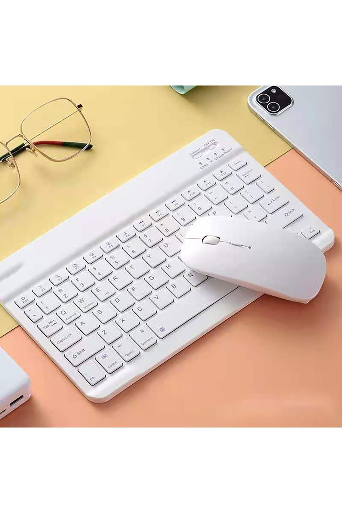 TURKTABLET Xiaomi Pad 6 Tablet Uyumlu Mini Slim Şarjlı Bluetooth Klavye ve Mouse Seti Siyah