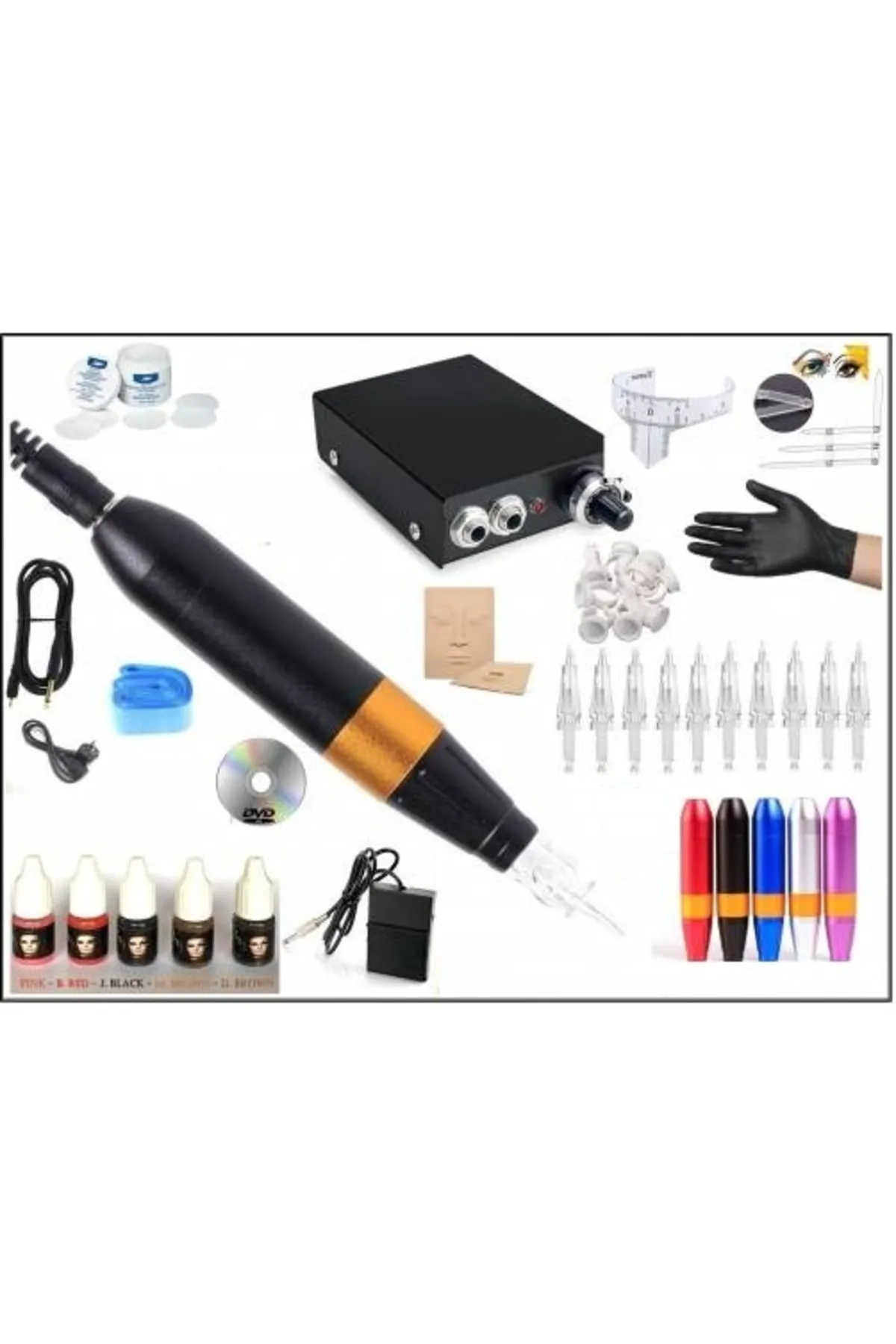 XLINETATTOO Xl-301 Hybrıd Çantalı Siyah Renk Tattoo Pen - Kalıcı Makyaj Makinası Seti - Swıss Motor