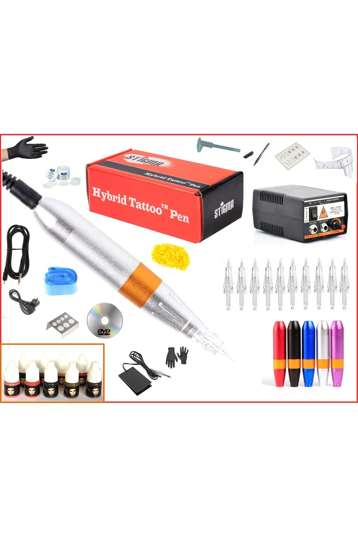 XLINETATTOO Xl-301e Hybrıd Çantalı Sılver Tattoo Pen - Kalıcı Makyaj Makinası Seti - Swıss Motor