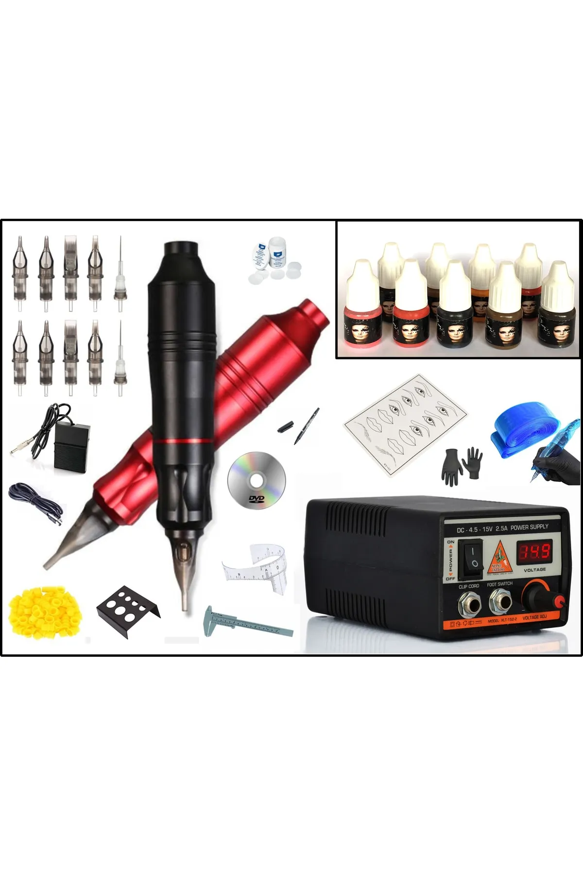 XLINETATTOO Xl-5327a Hybrıd Çantalı Siyah Renk Tattoo Pen Kalıcı Makyaj Makinası Seti - Mabuchı Motor