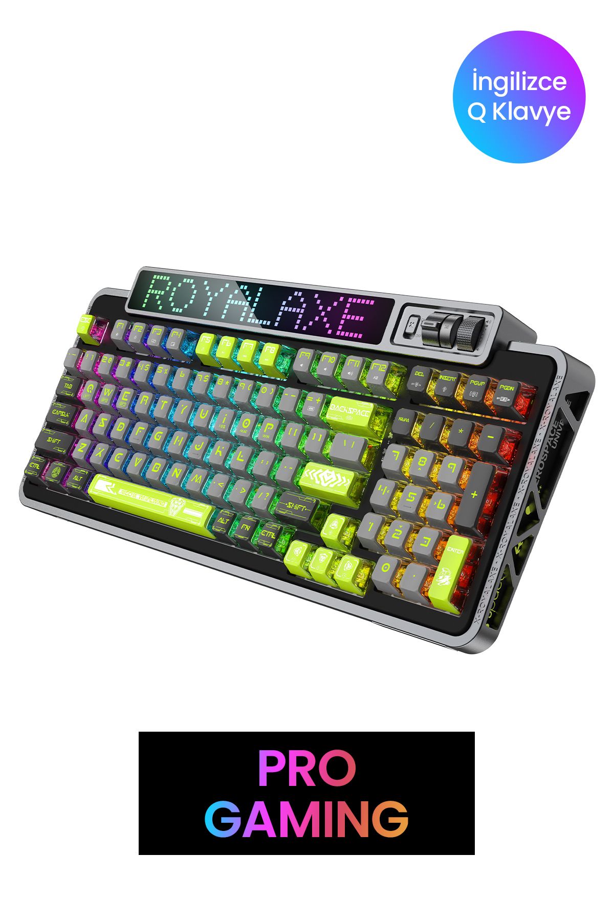 ROYALAXE Xl98 Pro Mekanik Oyuncu Klavyesi, Rgb Aydınlatma, Kablolu Ve Kablosuz Kullanım, Ingilizce Q