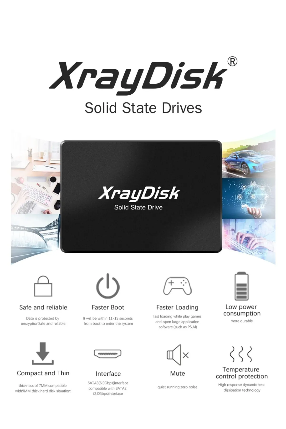 XrayDisk Xray 550Mb/sn 500Mb/sn TLC Nand Flash Teknolojili SSD Disk