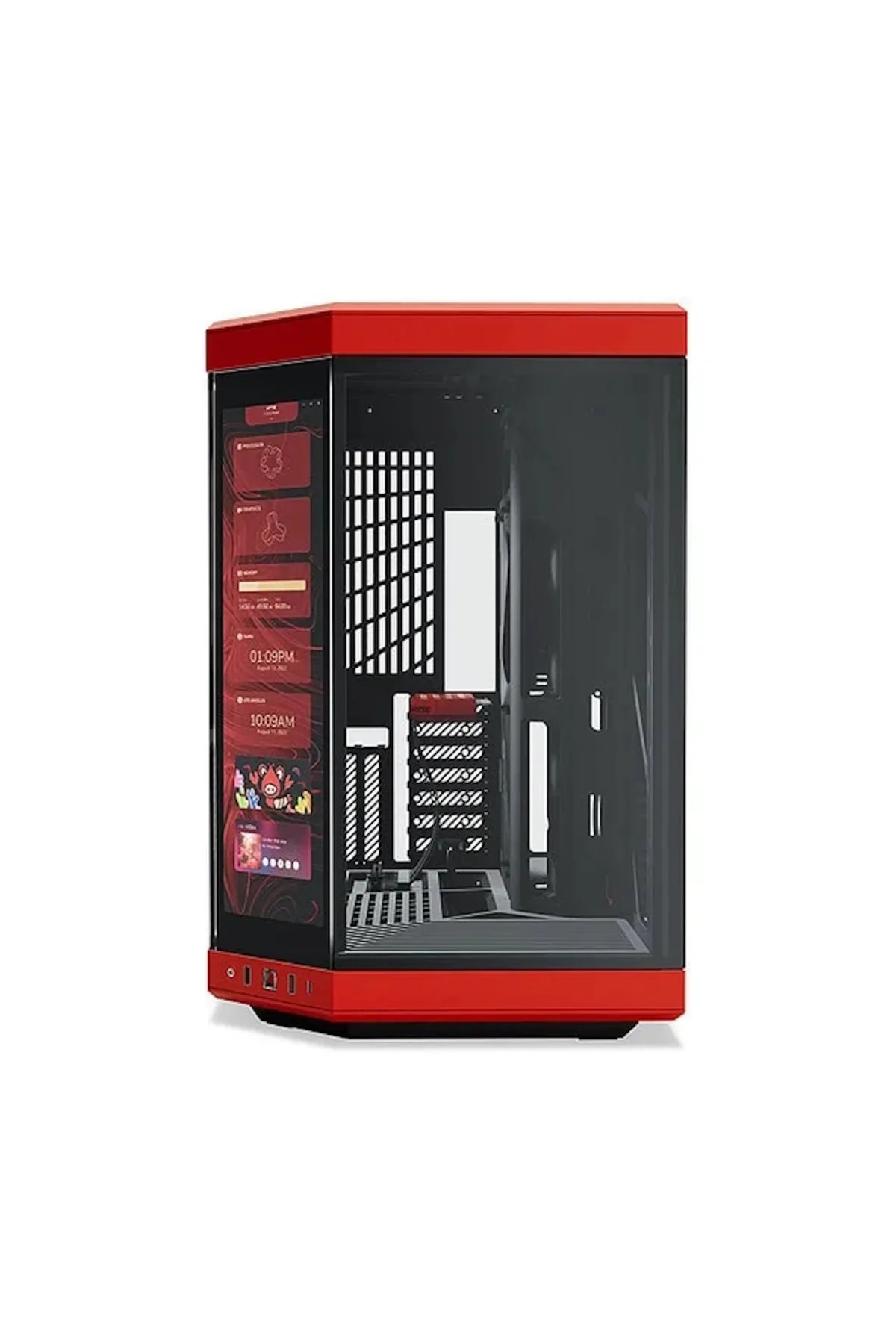 Hyte Y70 Touch Black Cherry Temperli Cam USB 3.2 E-ATX Dual Chamber Mid Tower Ekranlı Gaming Kasa