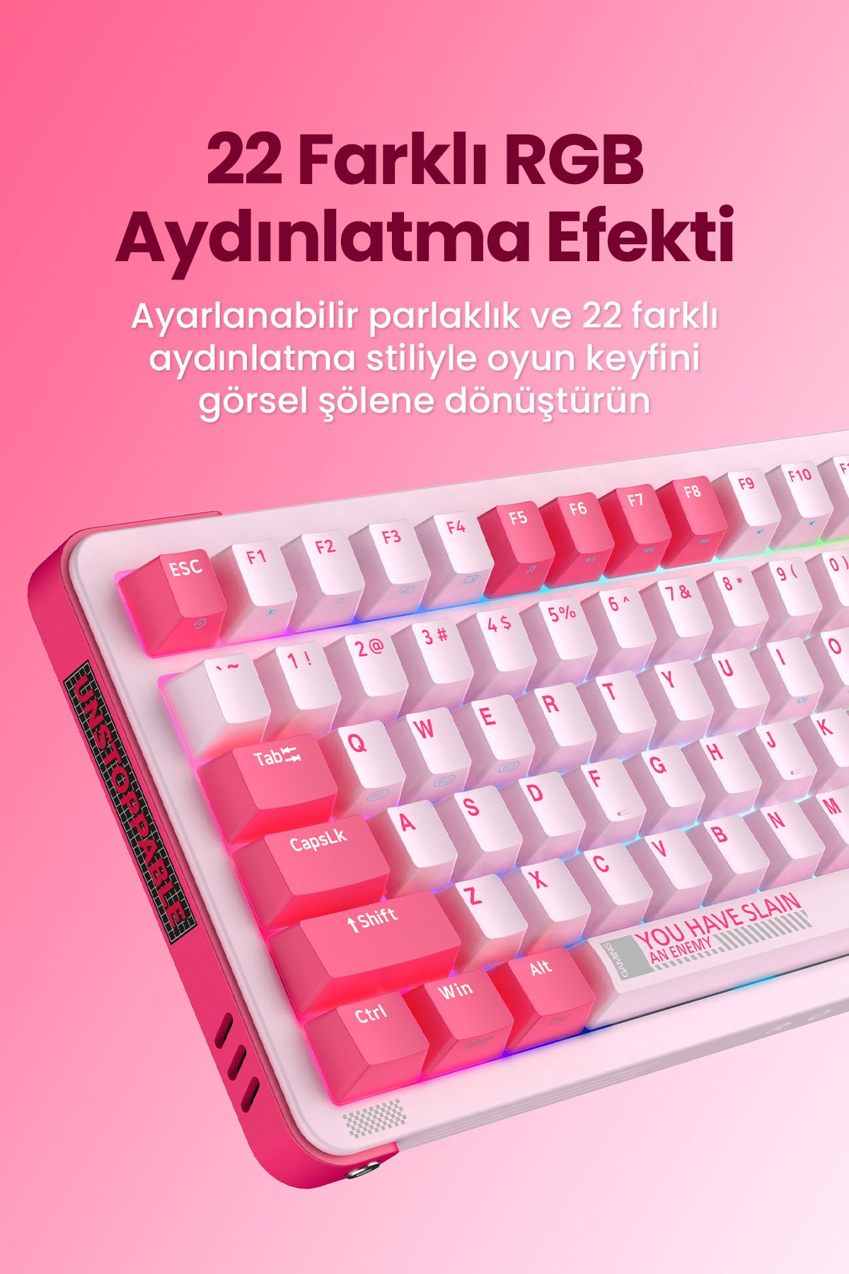 ROYALAXE Y98 PRO Gaming Mekanik Oyuncu Klavyesi, RGB Aydınlatma, Kablolu ve Kablosuz Kullanım, İngilizce Q