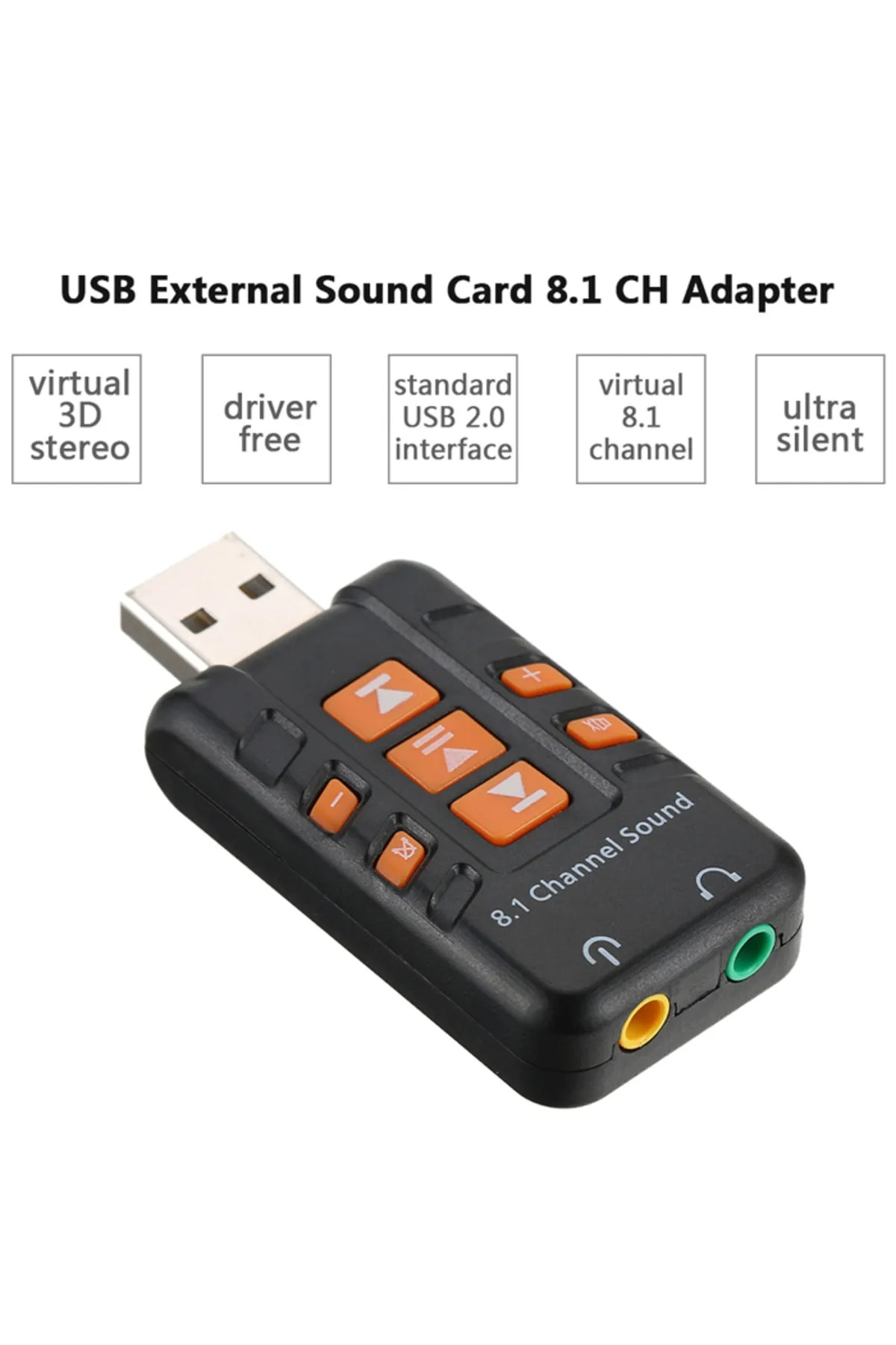 Genel Markalar Yeni Nesil 8.1 USB Ses Kartı Virtual Sound 3D Usb Harici Ses Kartı Chipli Versiyon Kablosuz Ses Kart