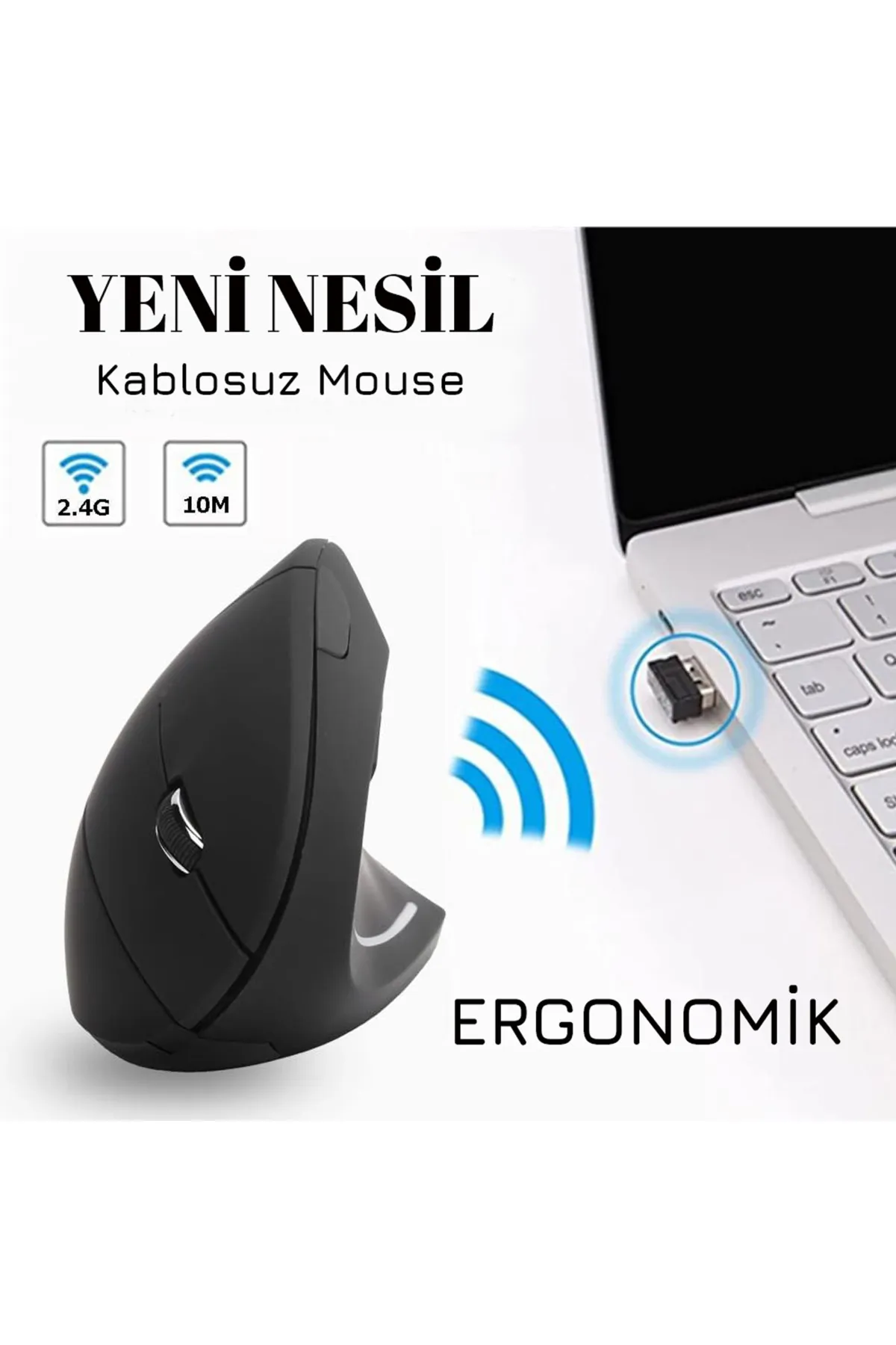 UpWay Yeni Nesil Kablosuz Ergonomik Dikey Mouse 800/1200/1600DPI