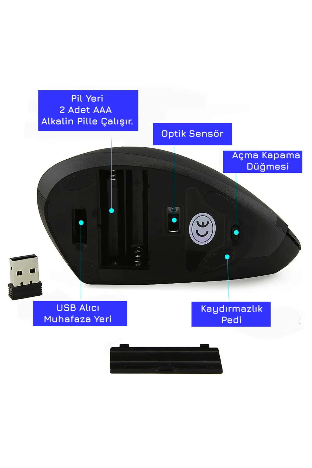 UpWay Yeni Nesil Kablosuz Ergonomik Dikey Mouse 800/1200/1600DPI