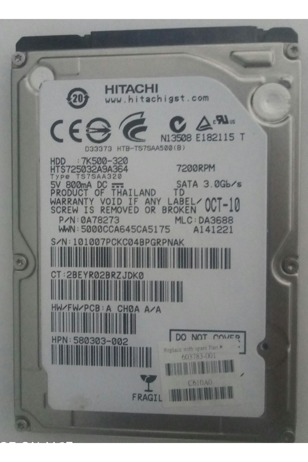 Hitachi Yenilenmiş 320gb 2.5" Sata3 7200rpm Harddisk