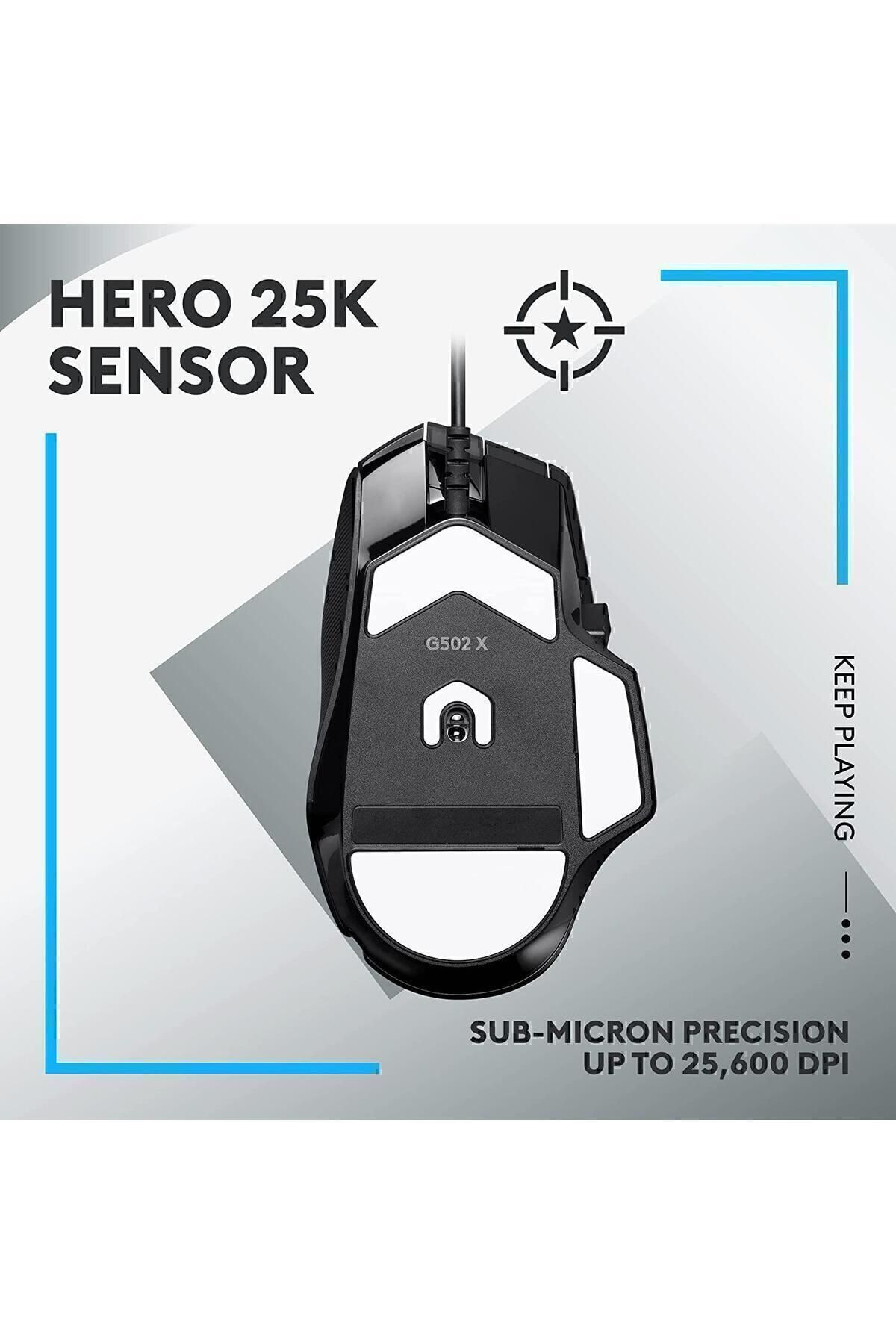 Logitech ynsx G502 X Kablolu HERO 25K Sensörlü Yüksek Performanslı Oyuncu Mouse - Siyah trendy 1021572