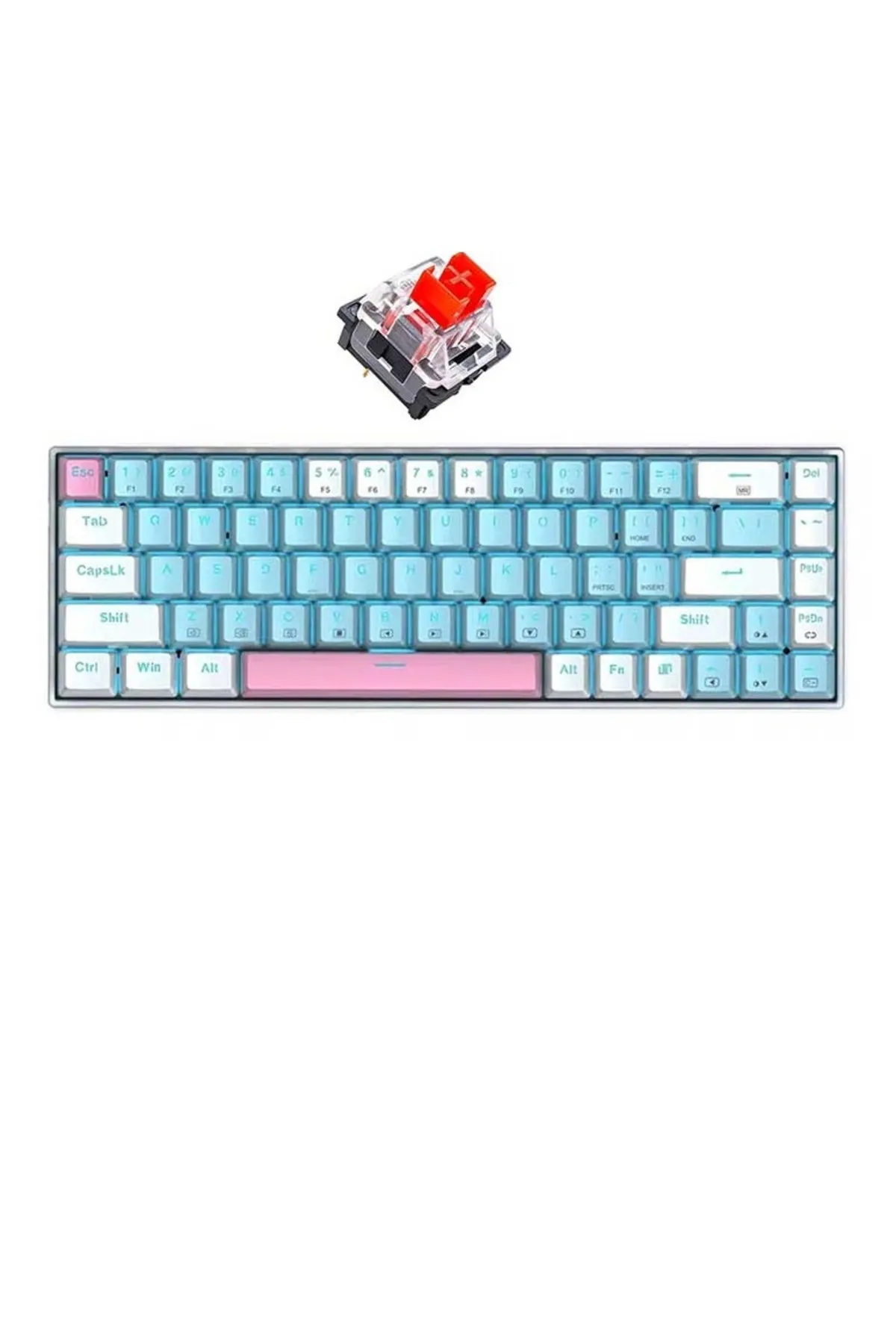 e-yooso Z-686 Mini Mekanik Klavye Huano Red Switch Gamer Klavyesi 68 Tuş