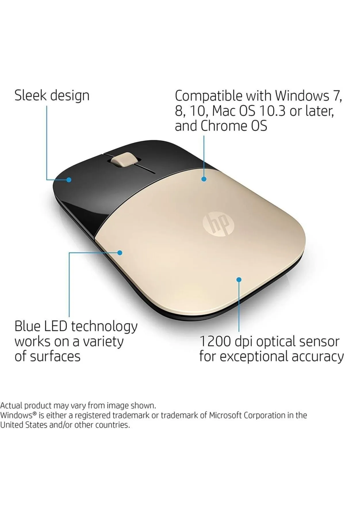 HP Z3700 Kablosuz Mouse -altın /x7q43aa