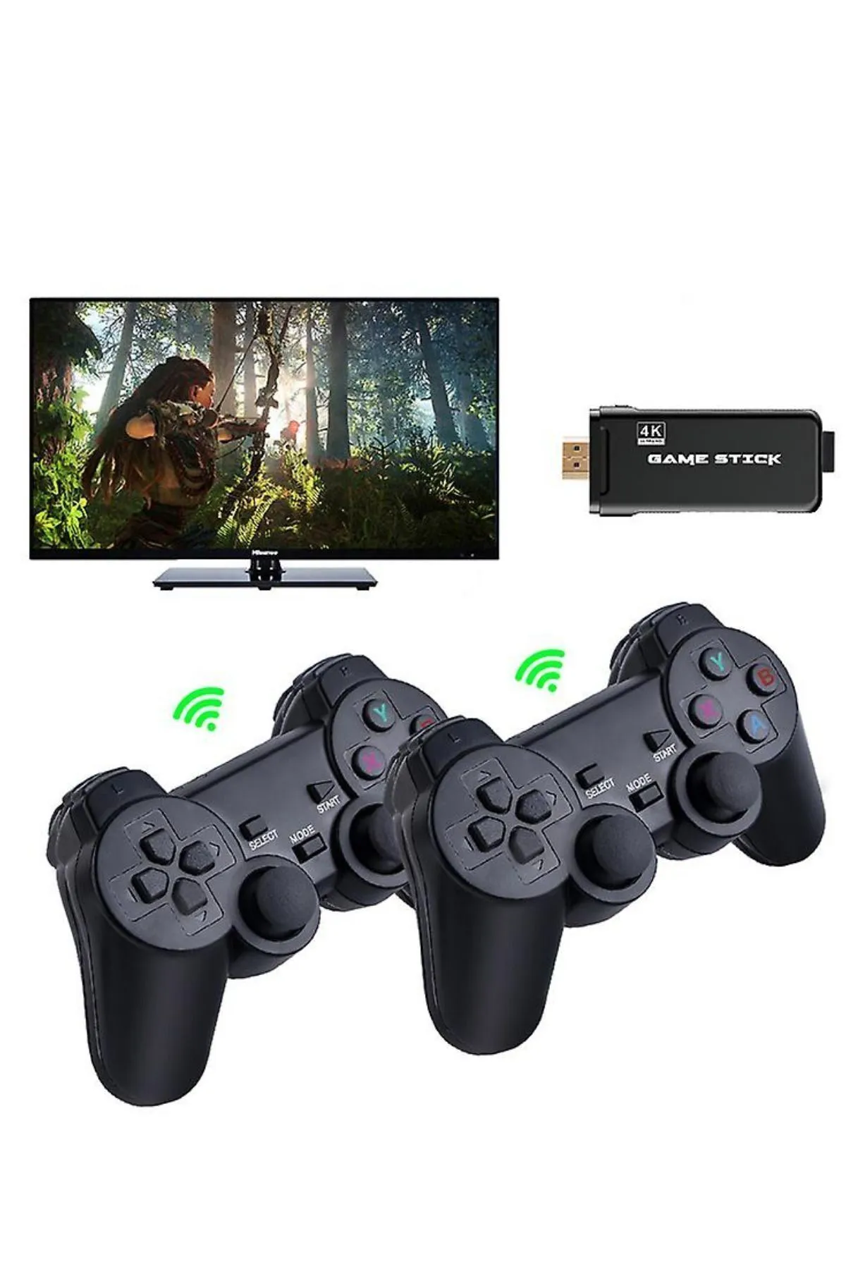 Wintoup Özel Kablosuz Çift Kol Oyun Konsolu 3500+ Oyun 4K Full HD TV Oyun Konsolu Game Stick Konsol