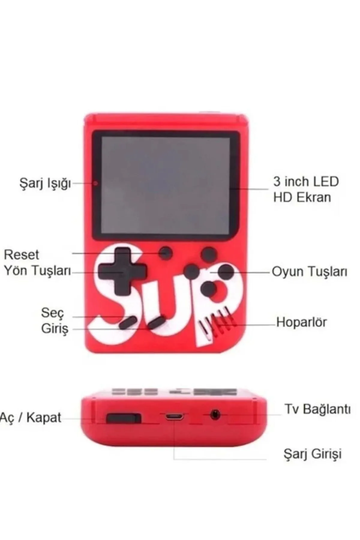 Wintoup Özel Sup Atari Retro 400 Nostalji Oyunlu Mini Ateri Gameboy - Gamebox - Taşınabilir 2 Oyunculu