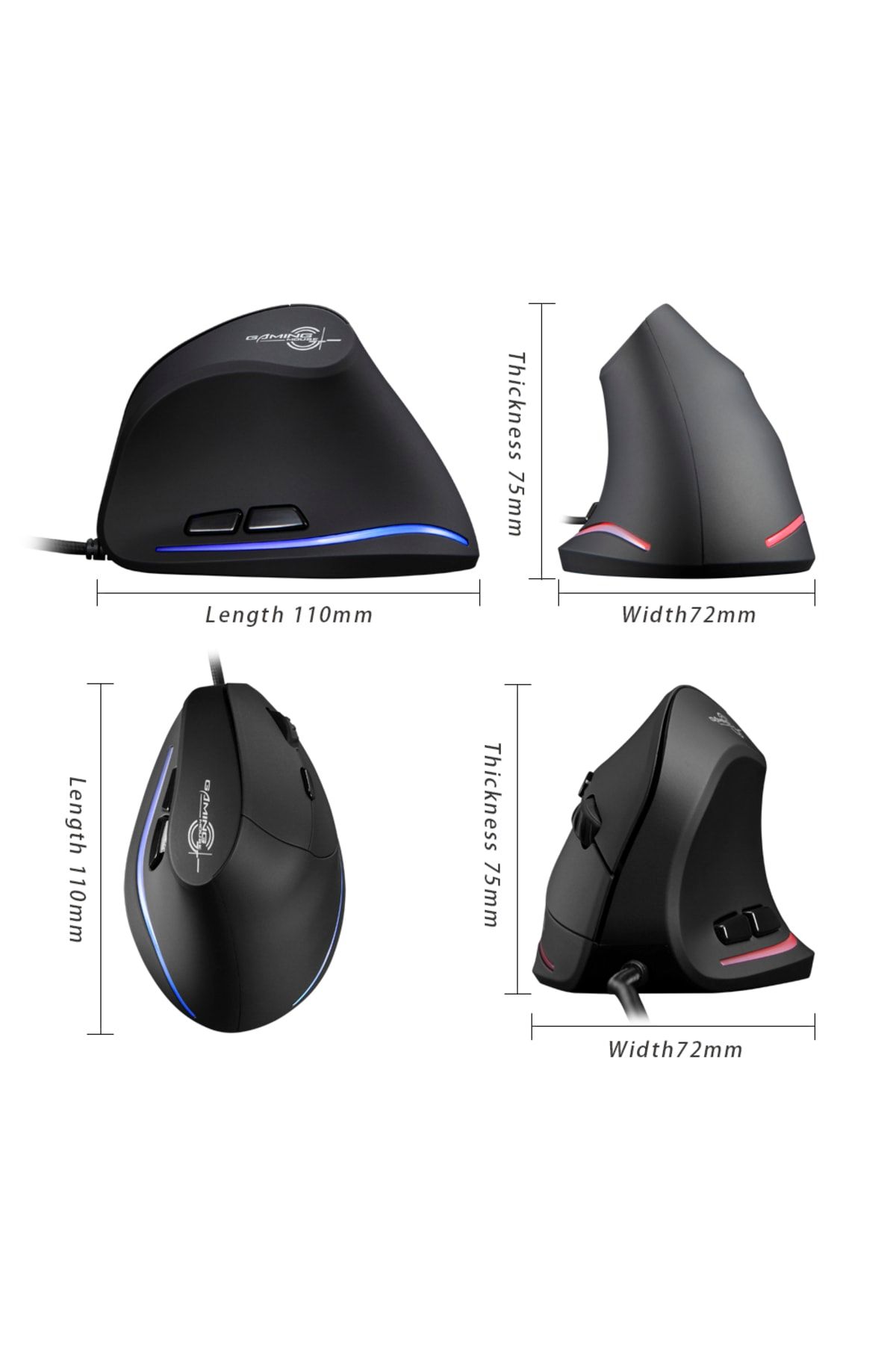 ZELOTES Zelotes T-20 Oyuncu Dikey Ergonomik Mouse 2400dpı Kablolu