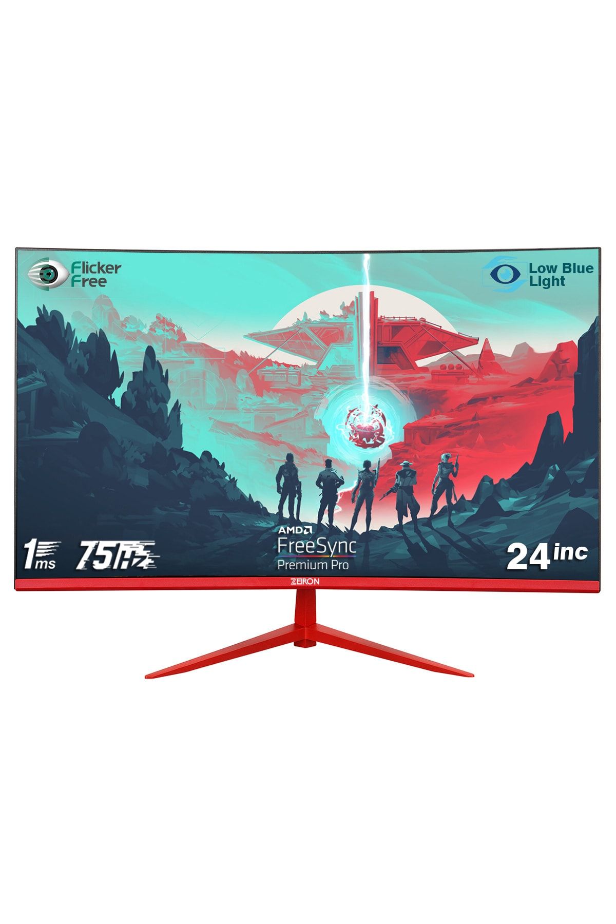 Zeiron ZM-575 24" 75Hz 1MS Csot VA Full HD Çerçevesiz Curved Gaming Oyuncu Monitörü